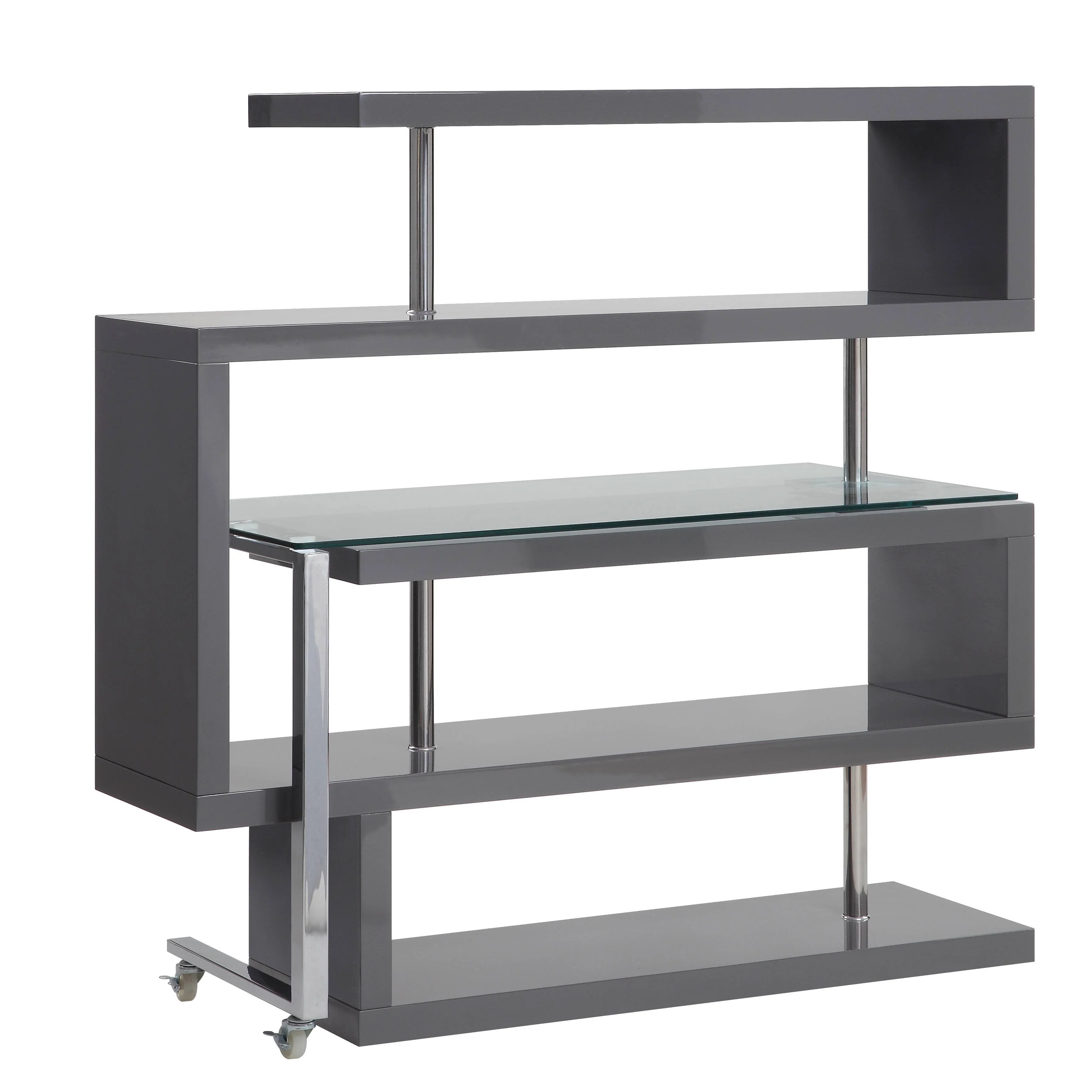Buck II - Clear Glass, Chrome High Gloss Writing Desk With Shelf - Image 12