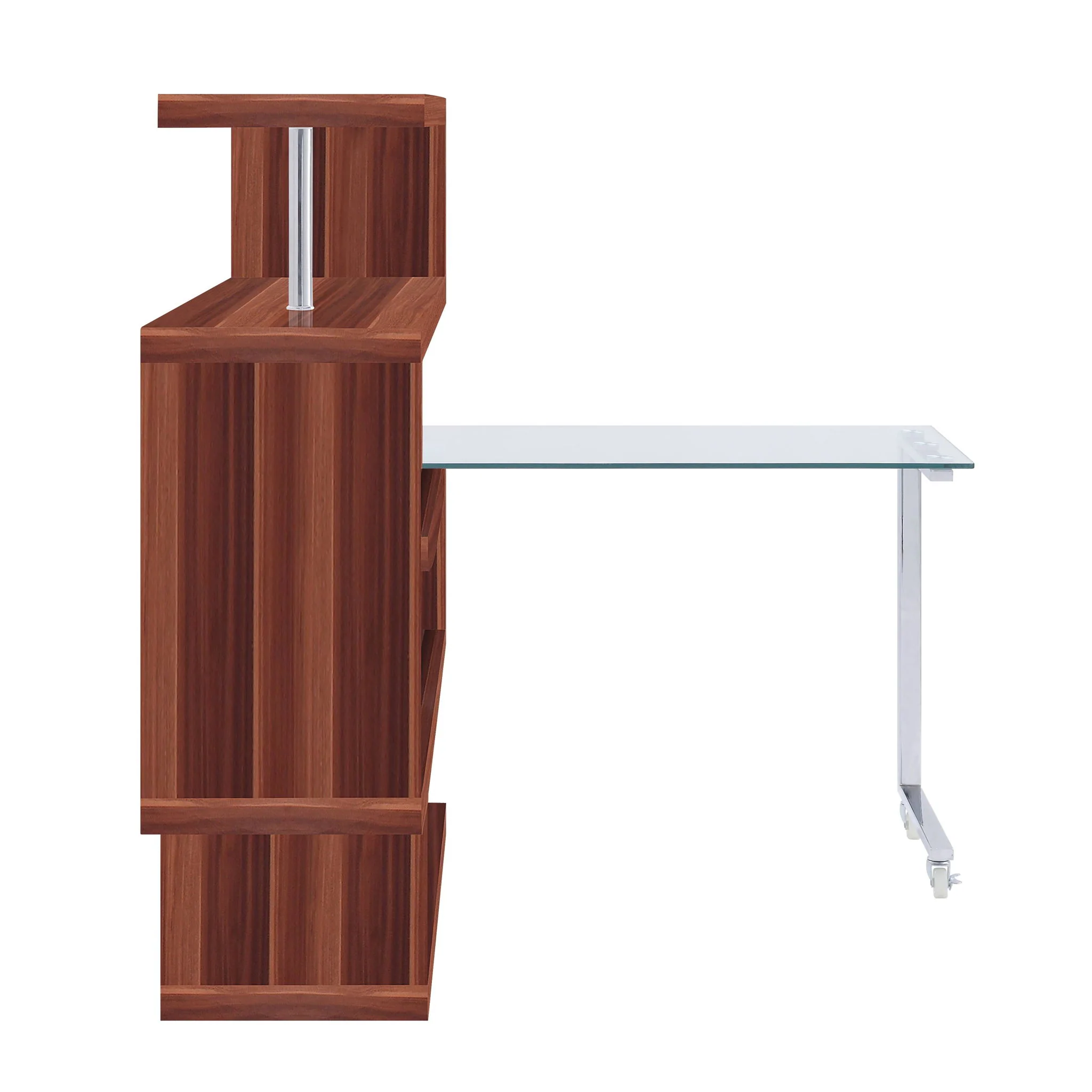 Buck II - Clear Glass, Chrome High Gloss Writing Desk With Shelf - Image 17