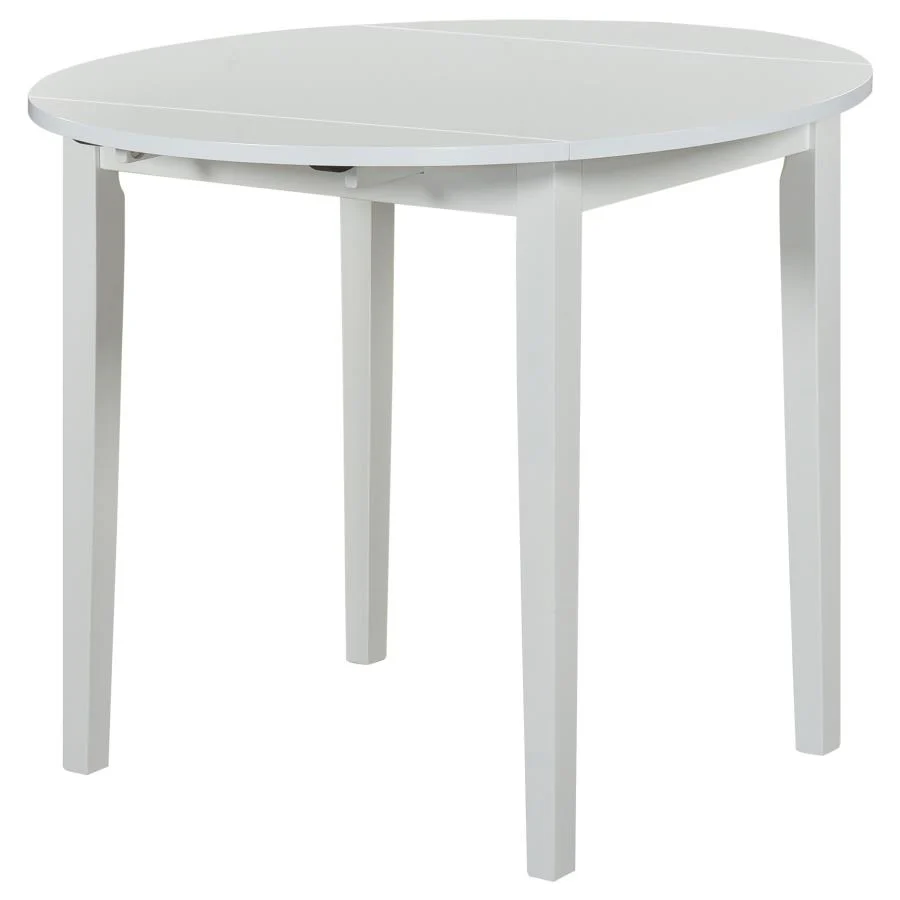 Bucknell - 3 Piece Round Drop Leaf Dining Table Set - White - Image 4