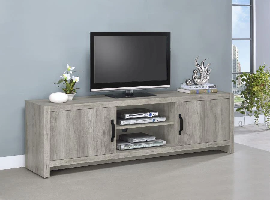 Burke - 2 Door Engineered Wood TV Stand - Gray Driftwood - Image 2