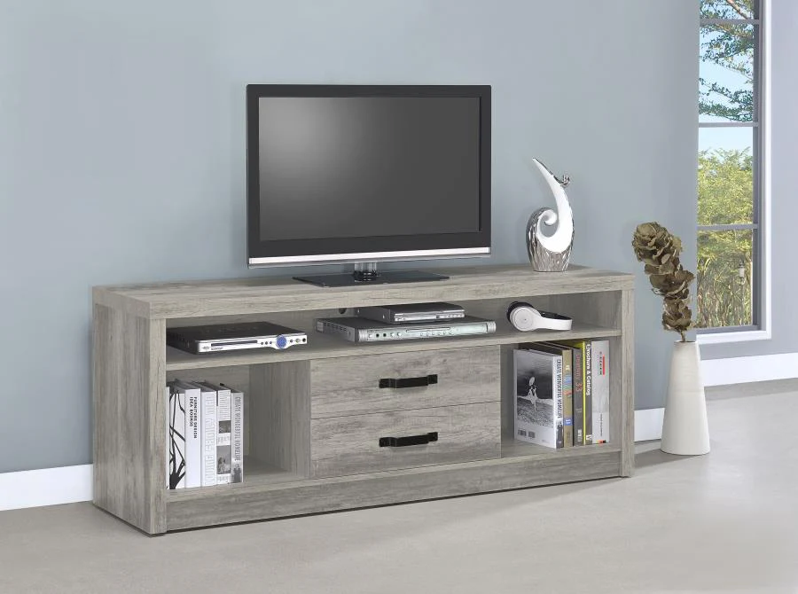 Burke - 2-Drawer Engineered Wood TV Stand - Gray Driftwood - Image 2