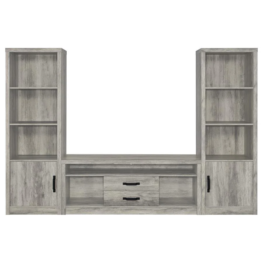 Burke - 3 Piece TV Entertainment Center - Gray Driftwood - Image 2
