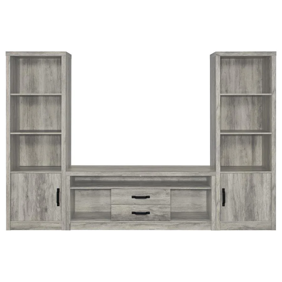 Burke - 3-Shelf Engineered Wood Media Tower - Gray Driftwood - Image 11