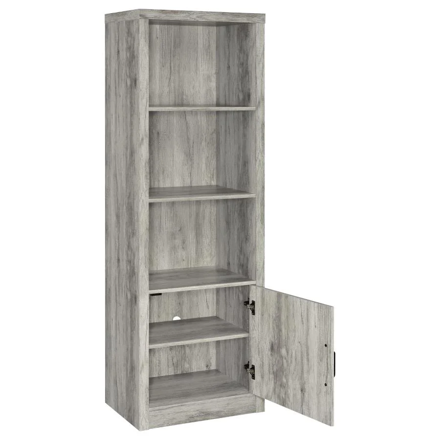 Burke - 3-Shelf Engineered Wood Media Tower - Gray Driftwood - Image 3