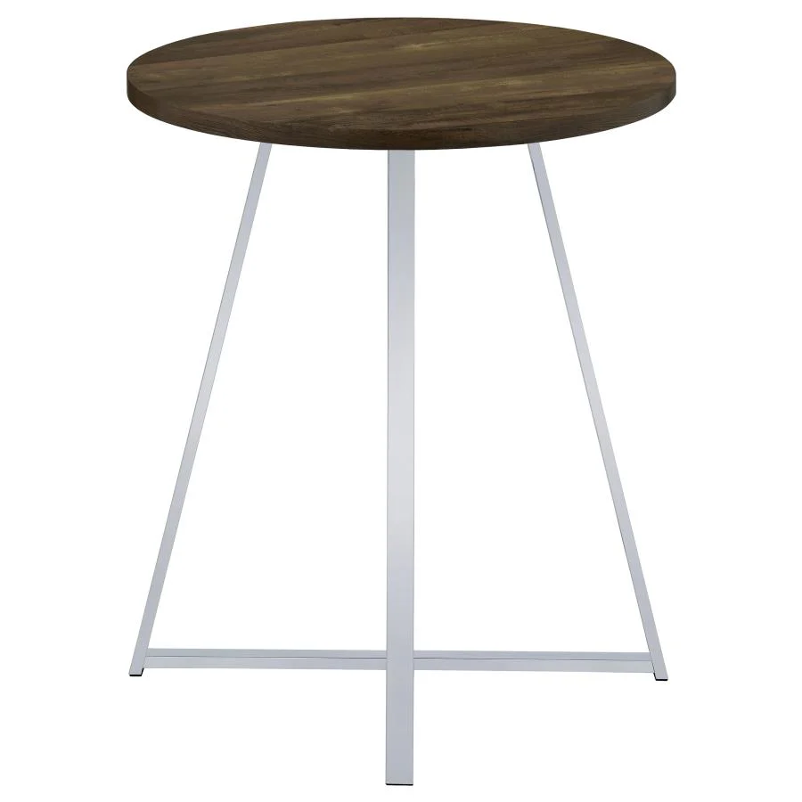 Burkhart - Round Pub Height Bistro Bar Table - Brown Oak - Image 5