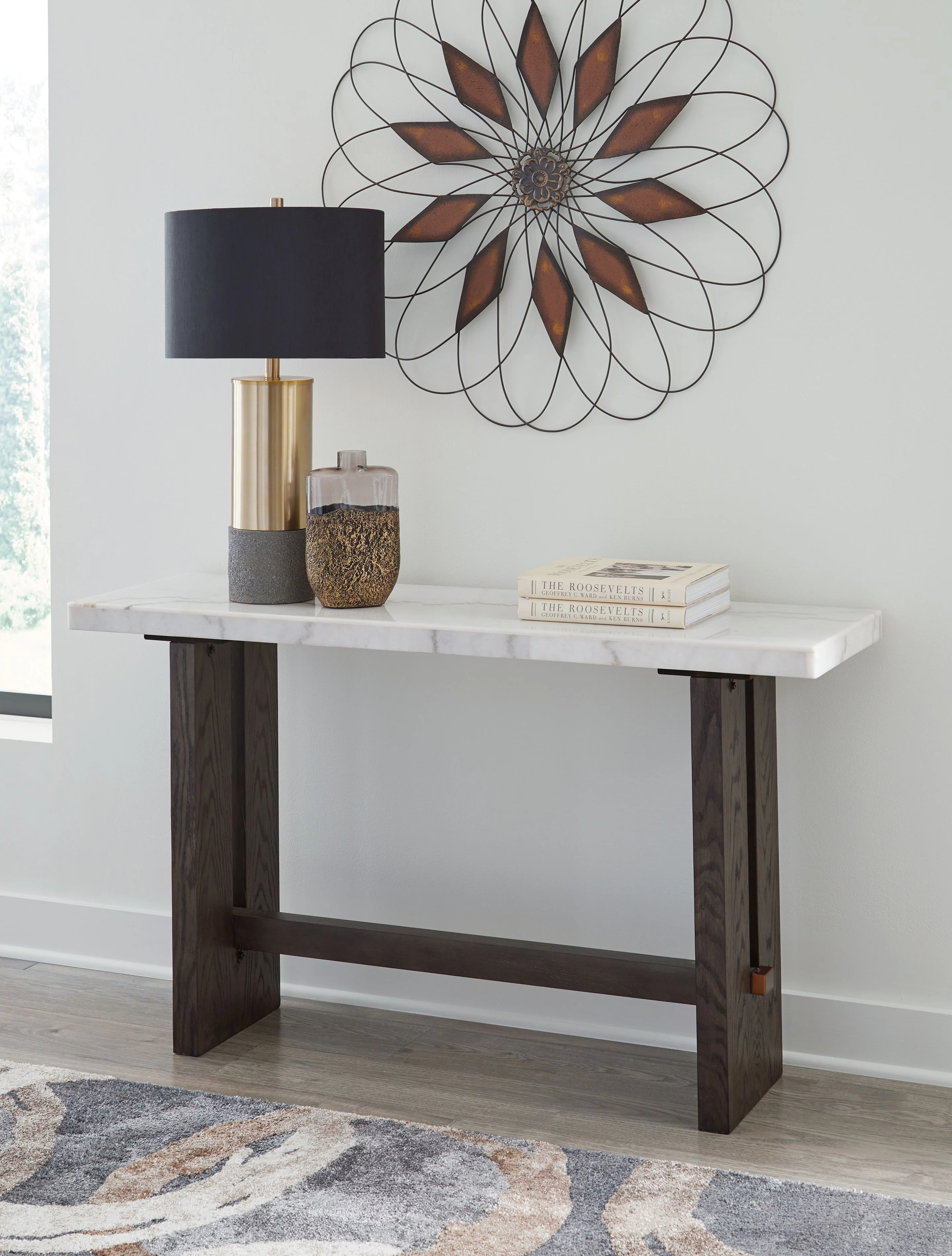 Burkhaus - Sofa Table - White / Dark Brown - Image 5