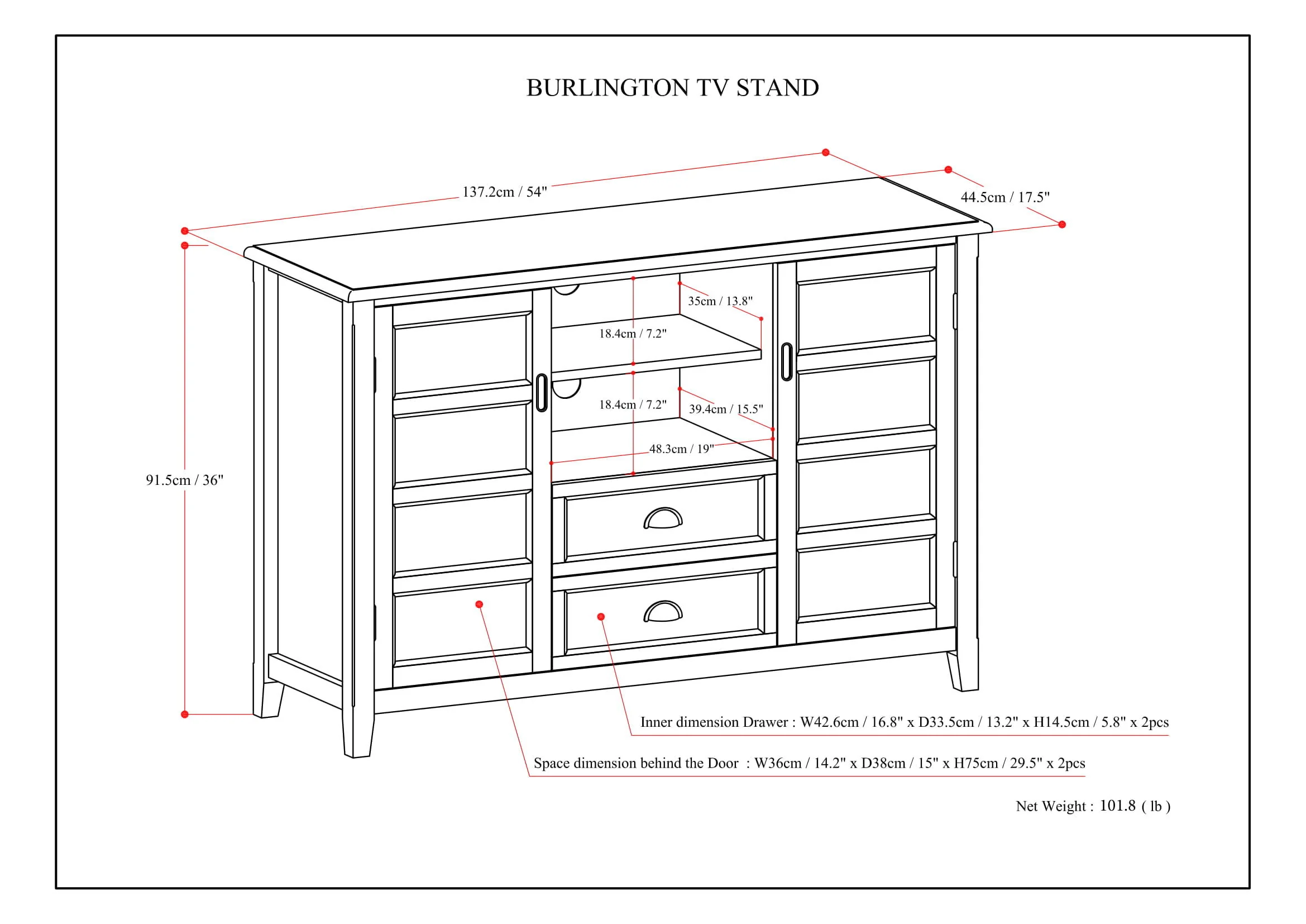 Burlington - Handcrafted Tall TV Media Stand - Image 17