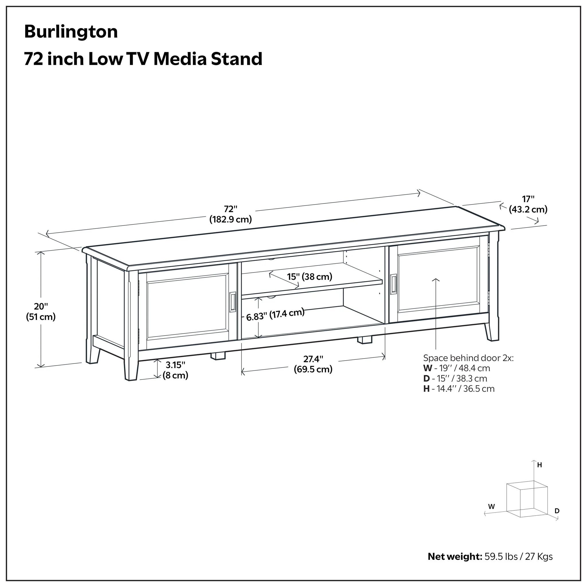 Burlington - Low TV Media Stand - Mahogany - Image 2