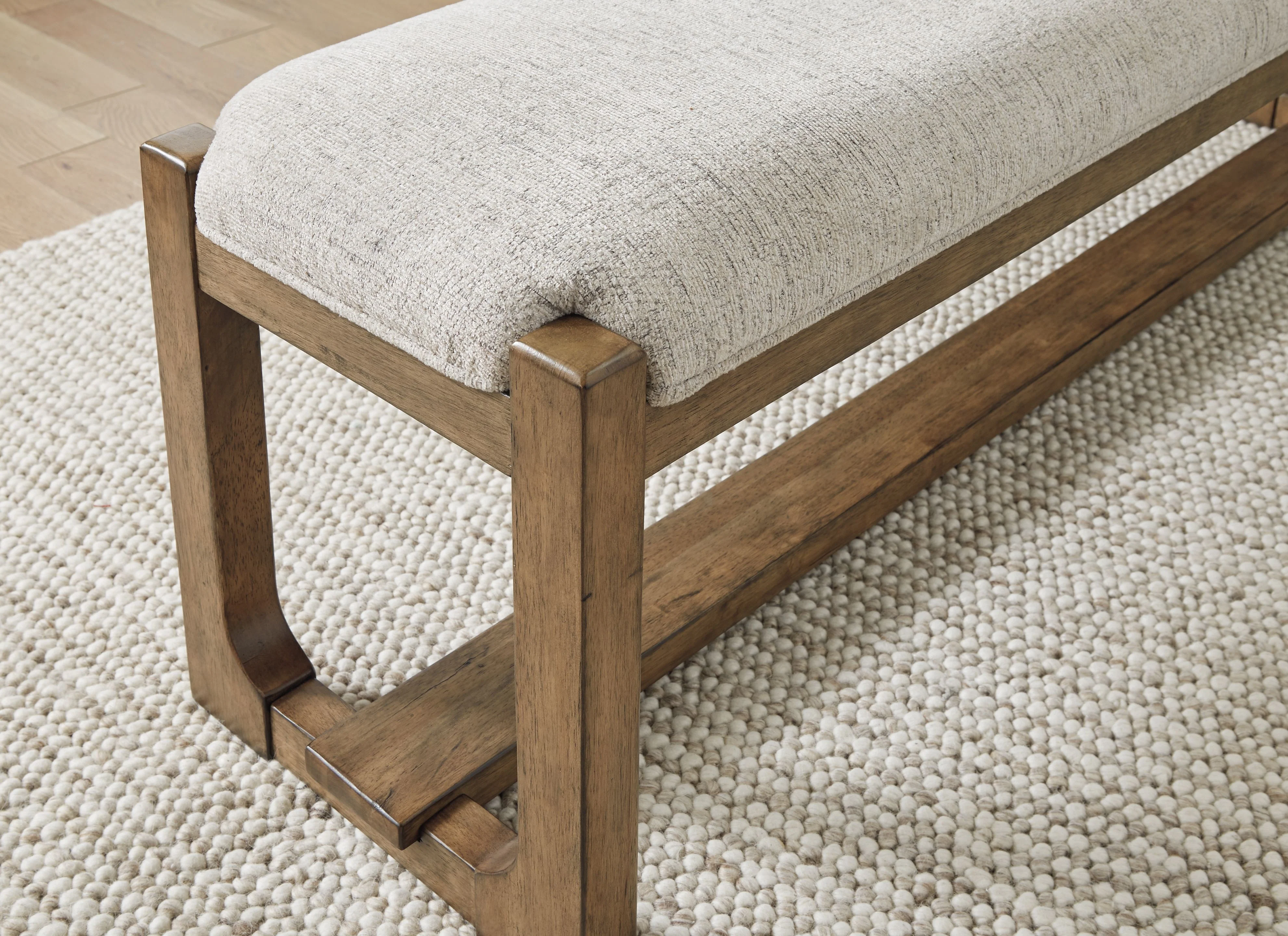 Cabalynn - Large Uph Dining Room Bench - Oatmeal / Light Brown - Image 7