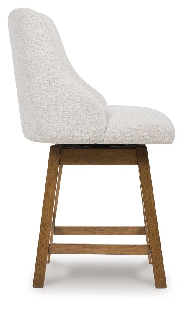 Cabalynn - Upholstered Swivel Barstool (Set of 2) - Oatmeal / Light Brown - Image 6