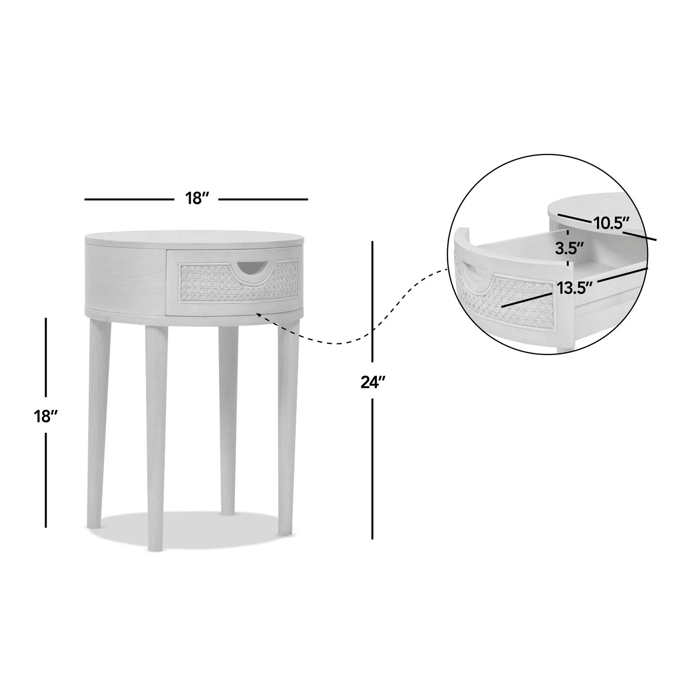Cabana - Round Cane Storage Side Table - Natural Brown Oak - Image 4
