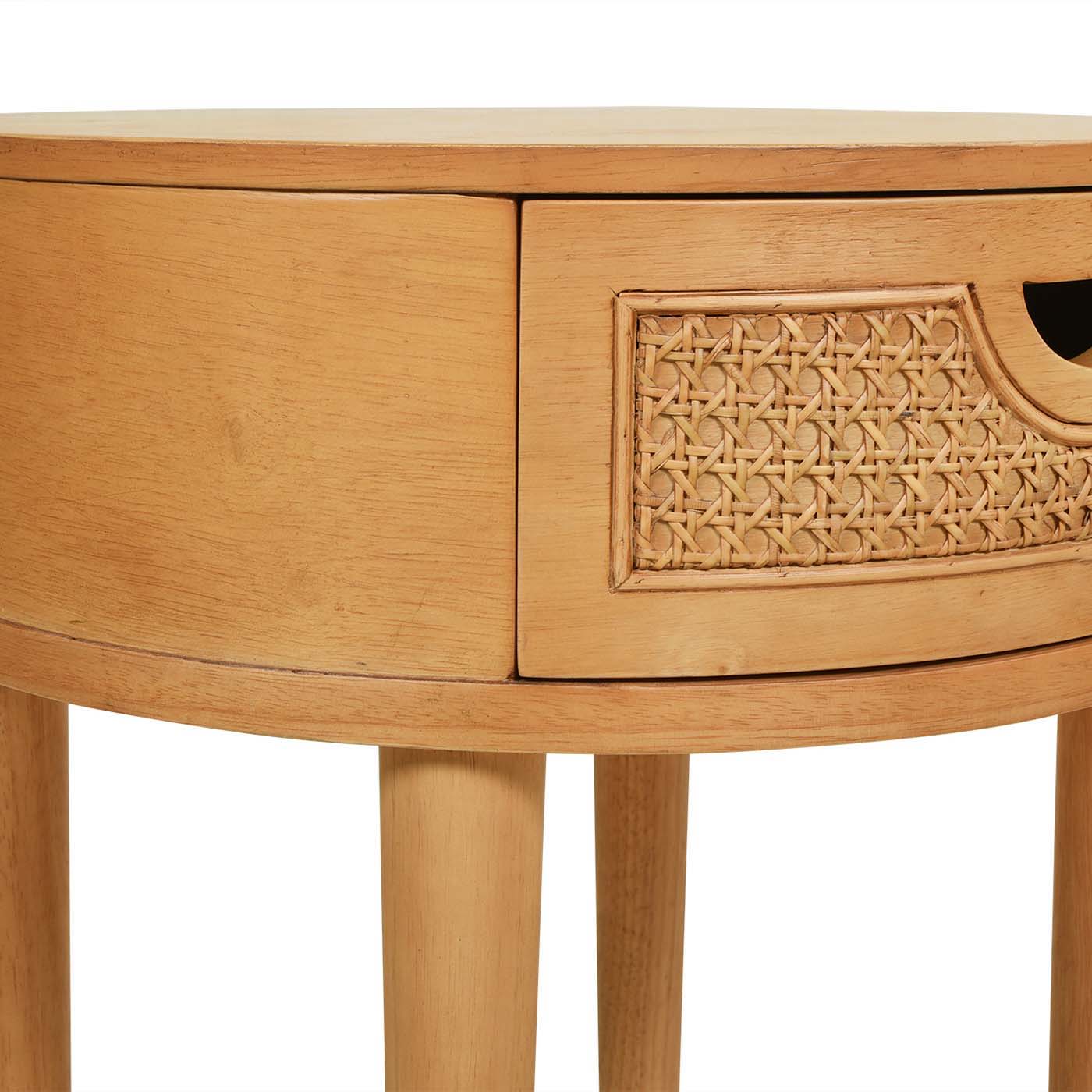 Cabana - Round Cane Storage Side Table - Natural Brown Oak - Image 7