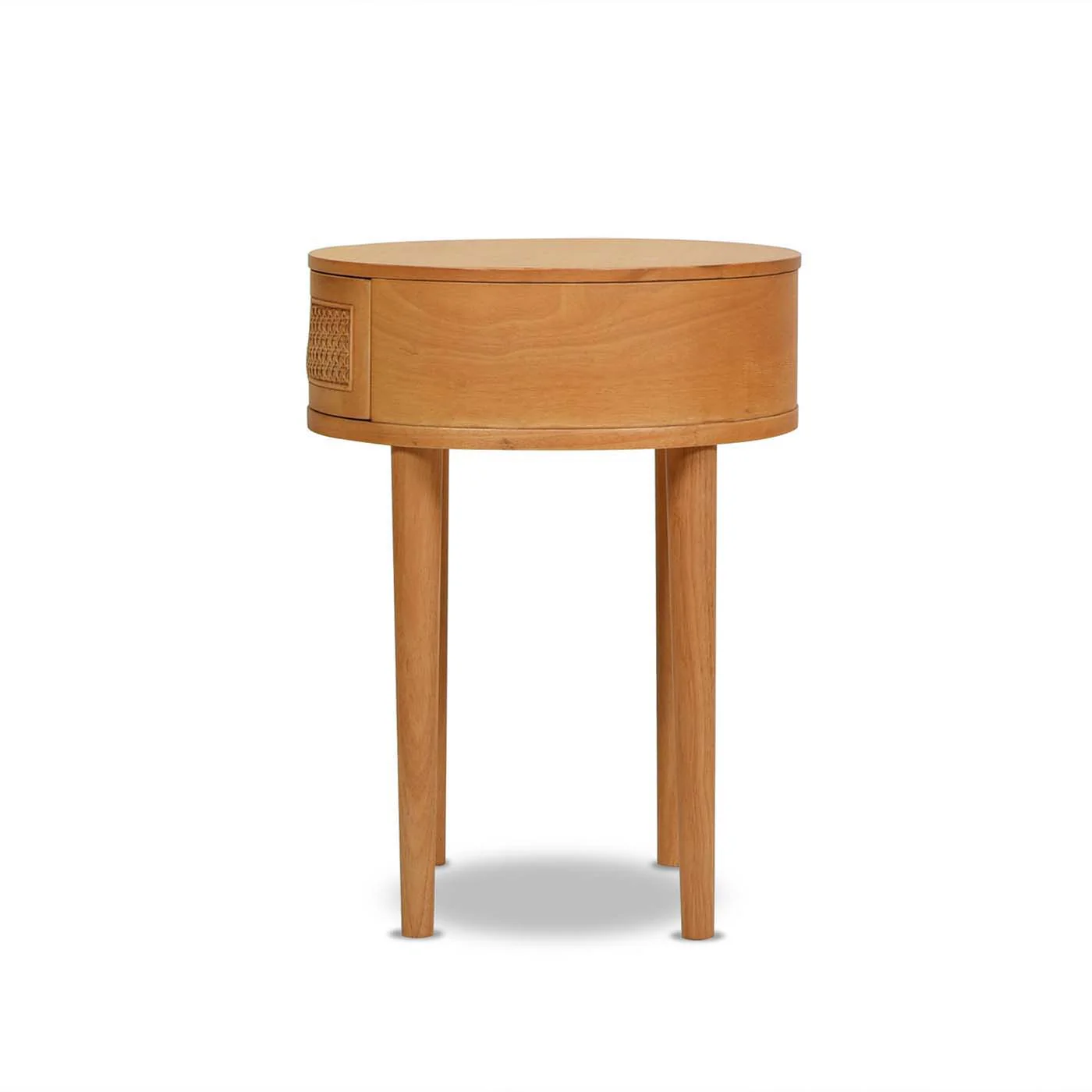 Cabana - Round Cane Storage Side Table - Natural Brown Oak - Image 8