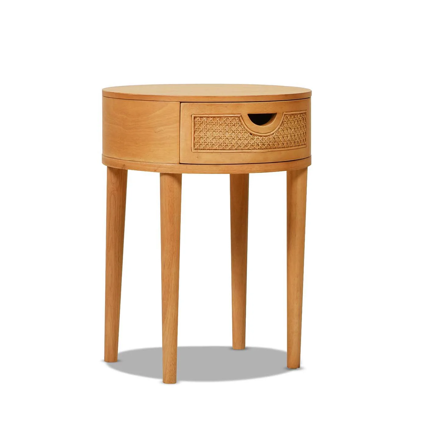 Cabana - Round Cane Storage Side Table - Natural Brown Oak - Image 9