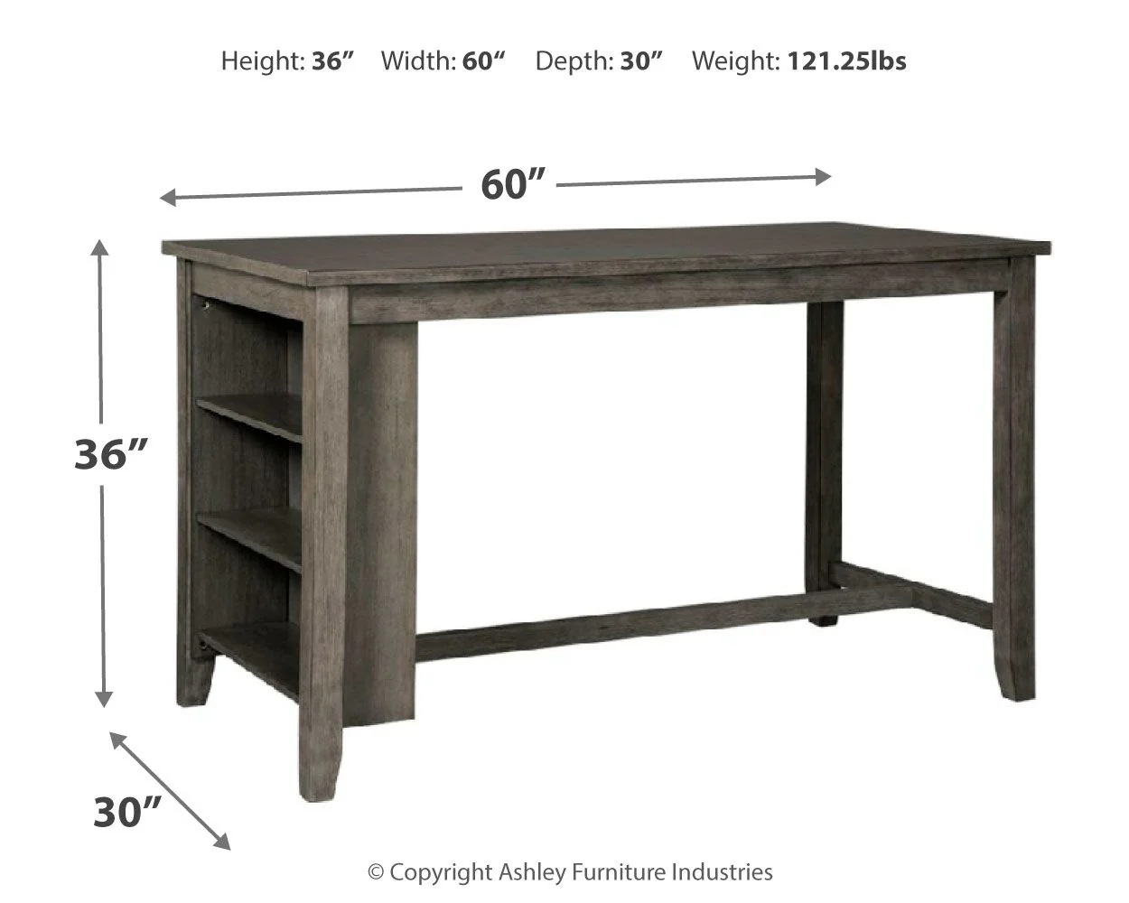 Caitbrook - Rectangular Dining Room Counter Table - Gray - Image 4