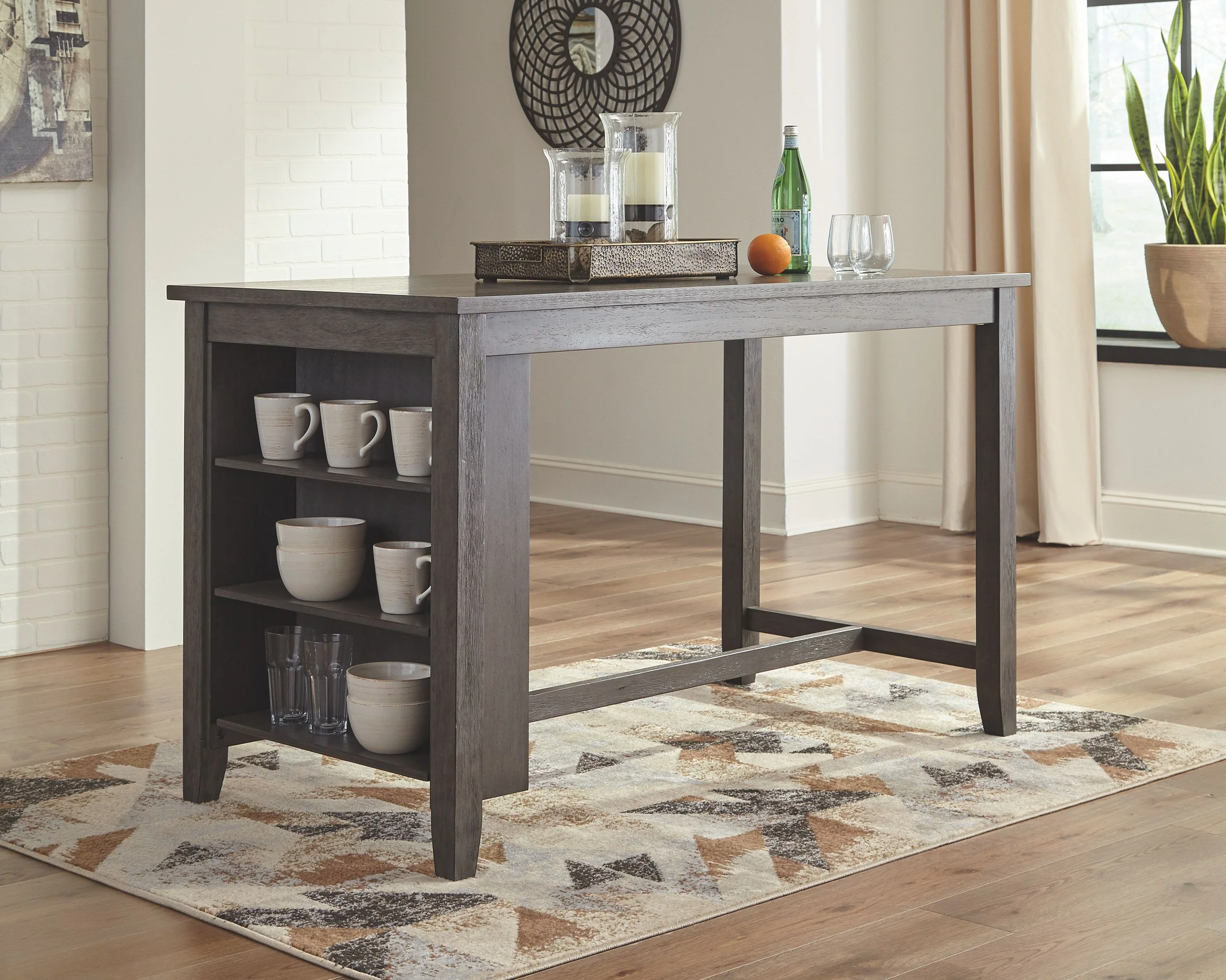 Caitbrook - Rectangular Dining Room Counter Table - Gray - Image 5