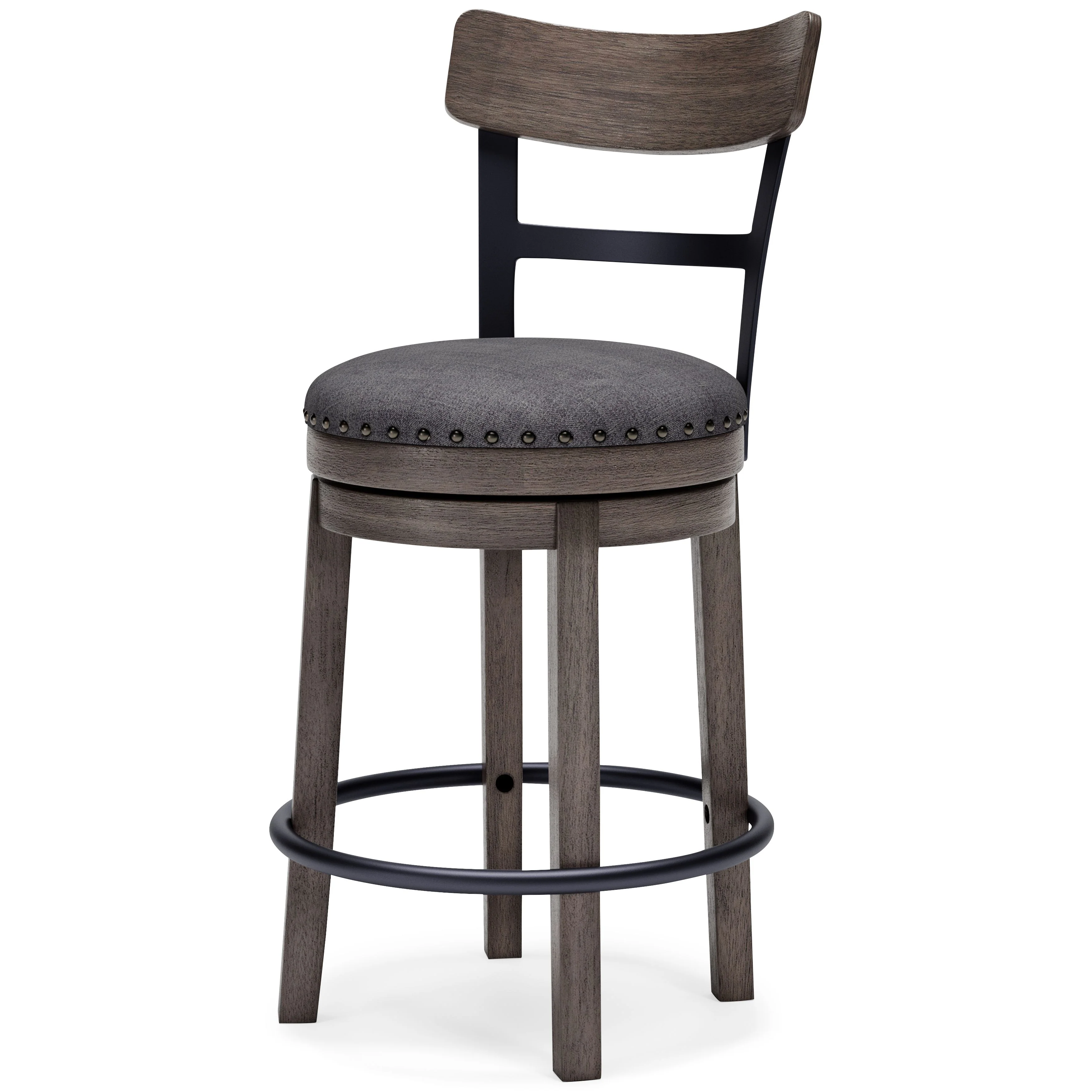 Caitbrook - UPH Swivel Barstool  - Gray - Image 2
