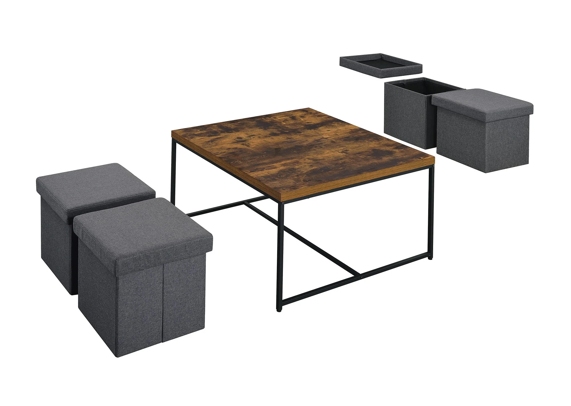 Caitlin - Wood Grain 5 Piece Coffee Table (Set of 5) - Image 4