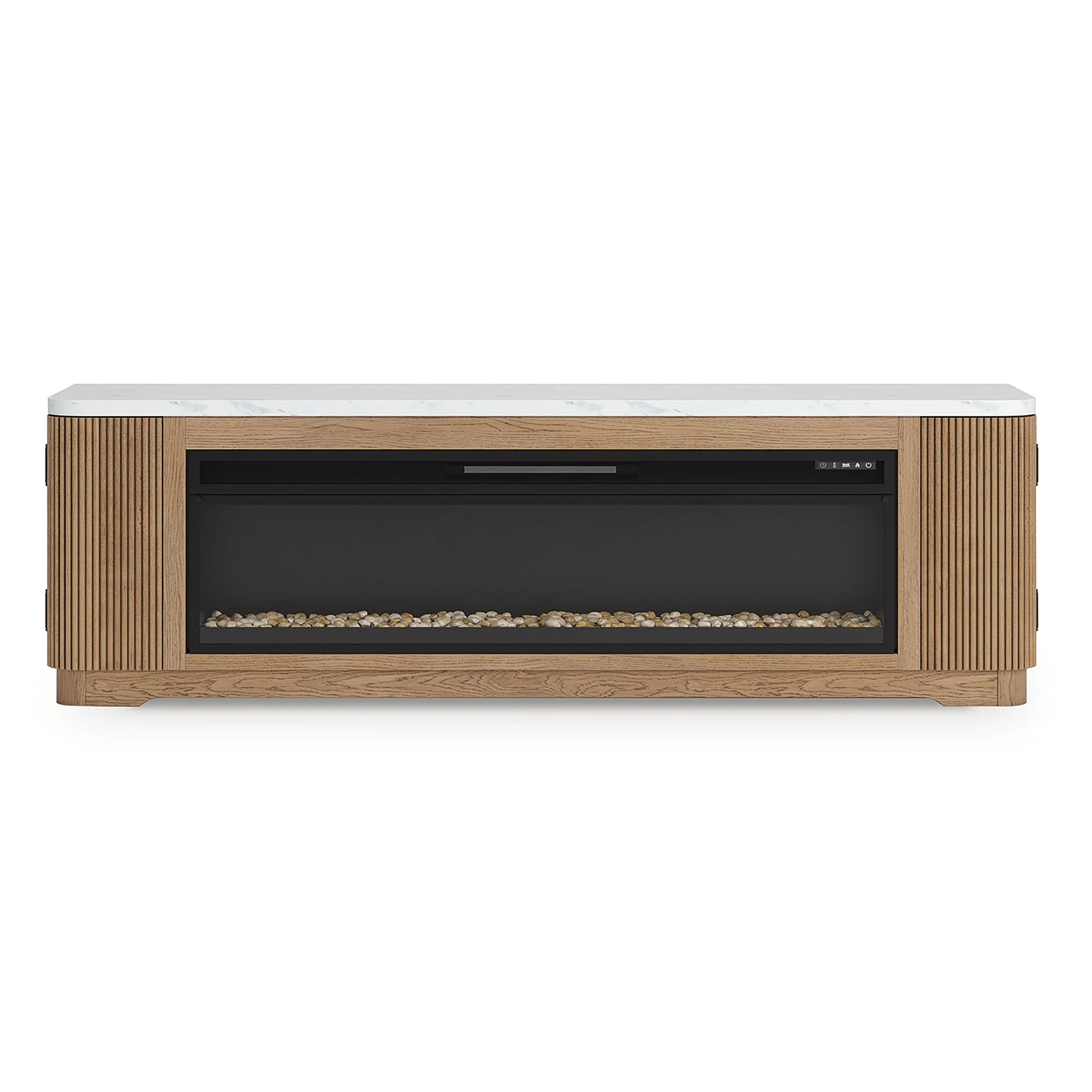 Camdill - 80" TV Stand With Electric Fireplace - Light Brown - Image 7