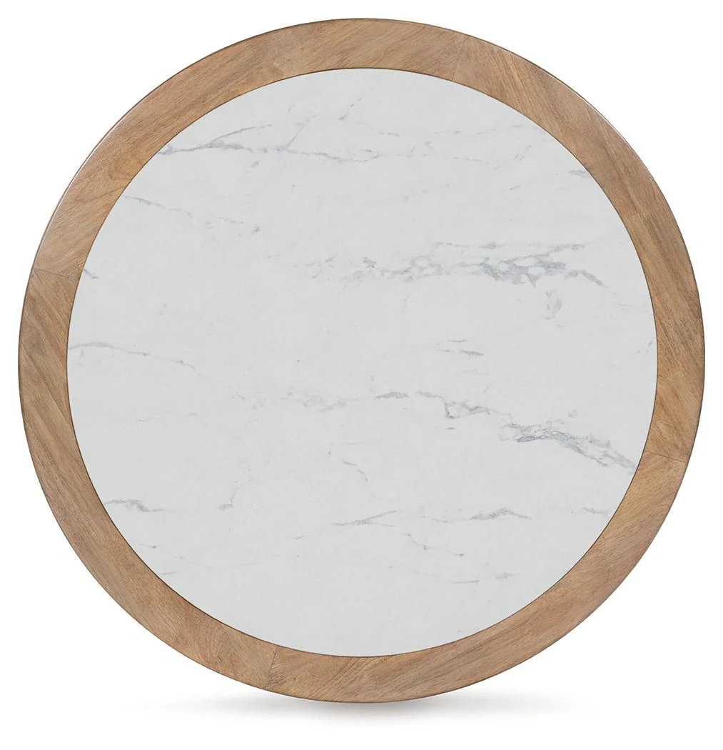 Camdill - Round Cocktail Table - Light Brown / White - Image 7