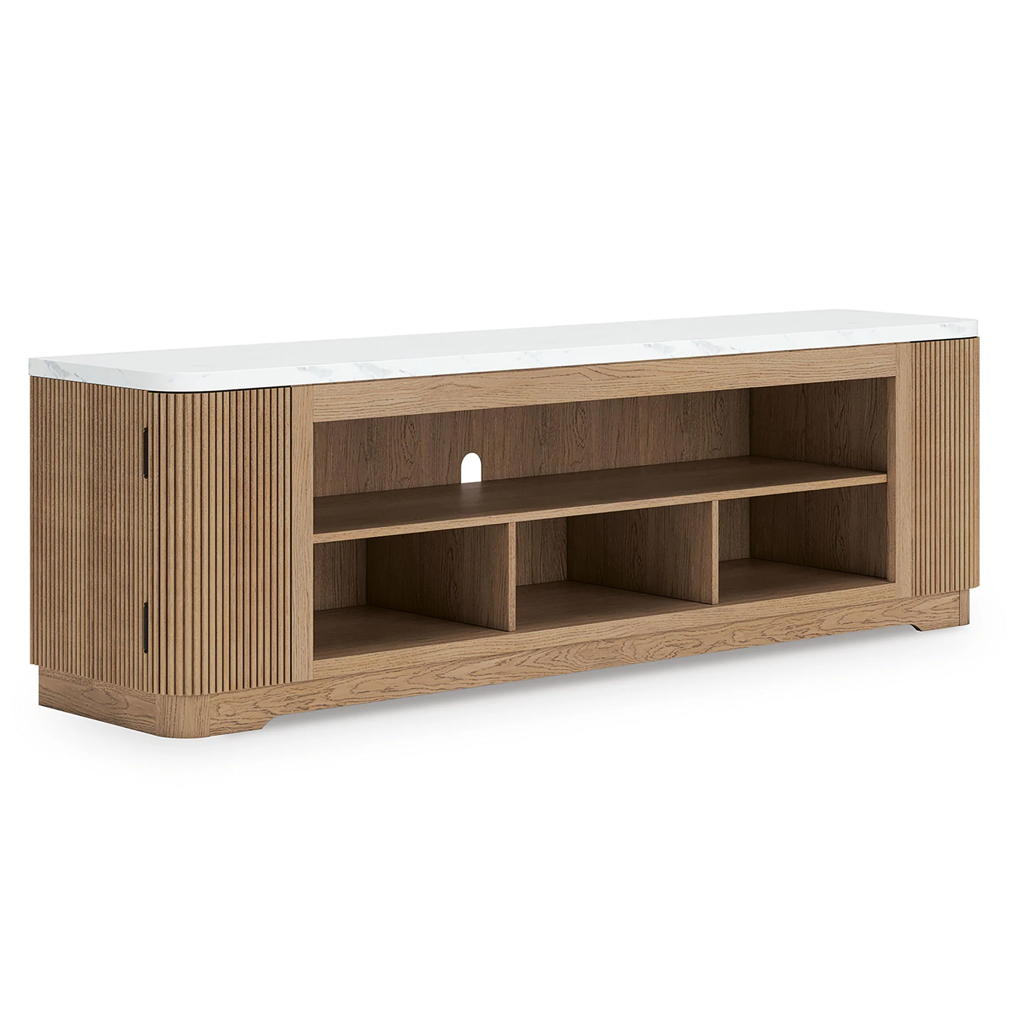 Camdill - XL TV Stand With Fireplace Option - Light Brown - Image 7