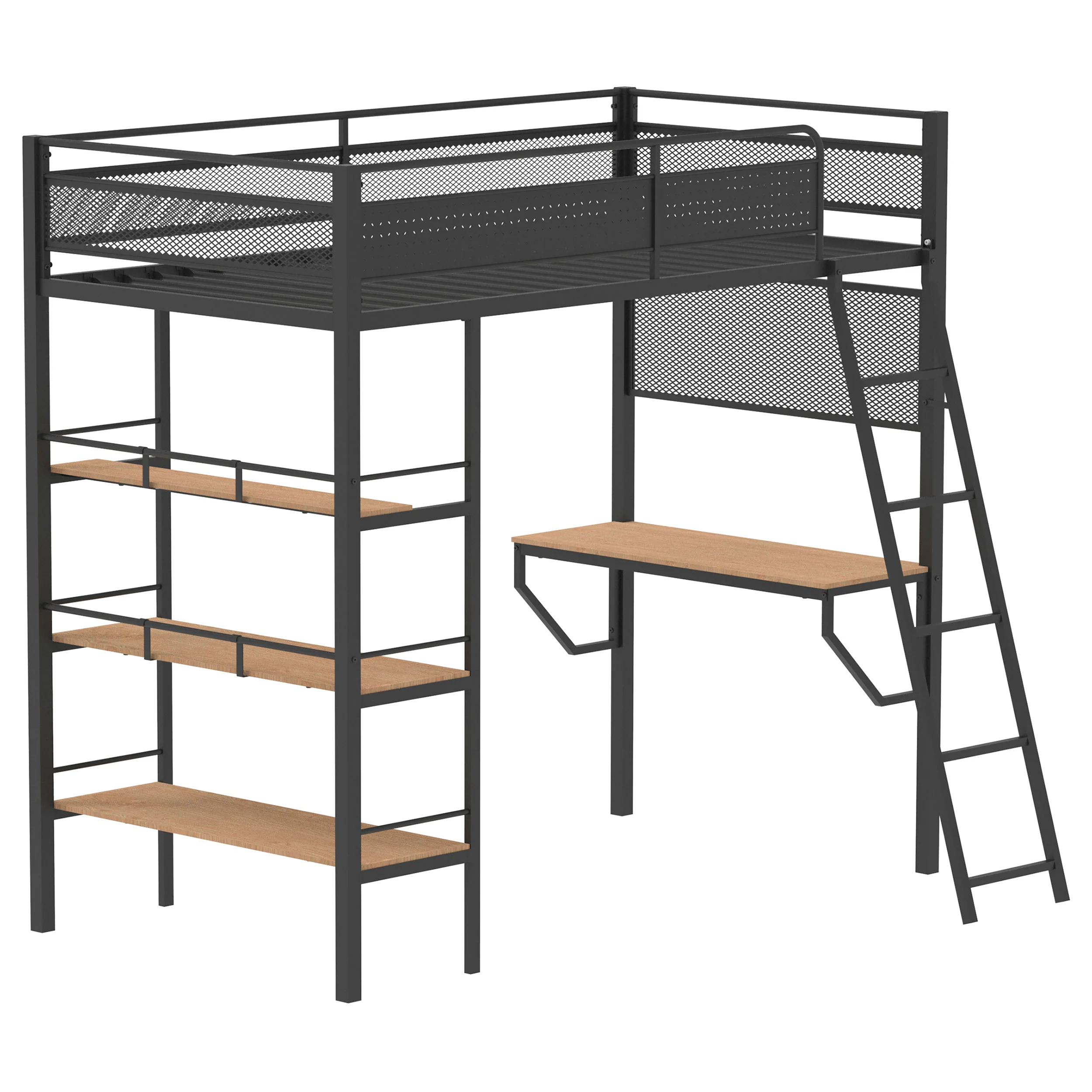 Campus - 3-Shelf Metal Twin Workstation Loft Bed - Image 17