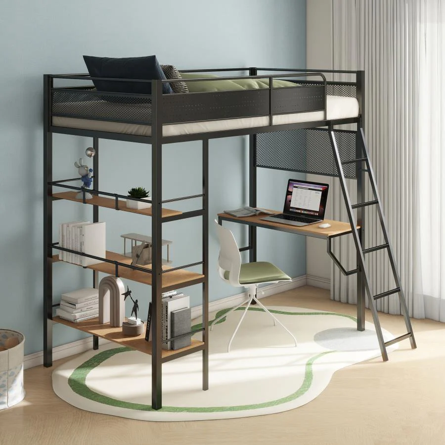 Campus - 3-Shelf Metal Twin Workstation Loft Bed - Image 3