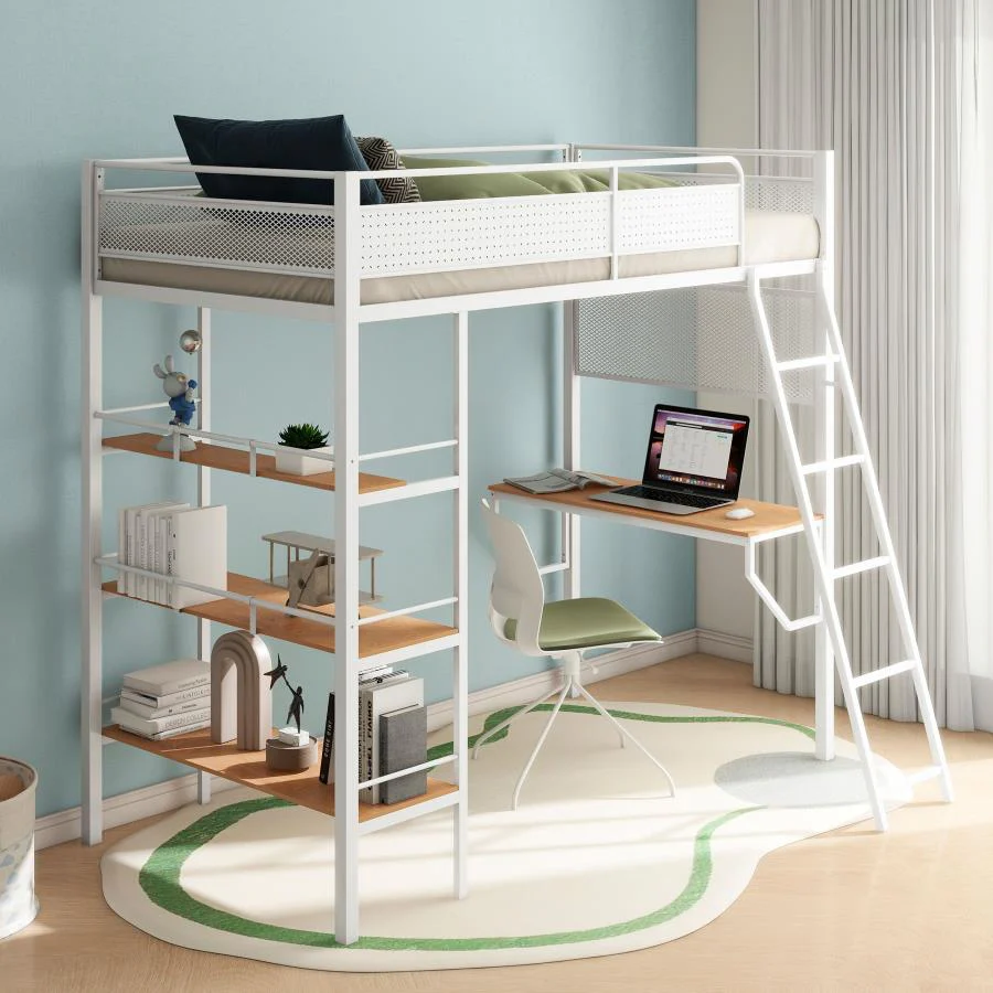 Campus - 3-Shelf Metal Twin Workstation Loft Bed - Image 4