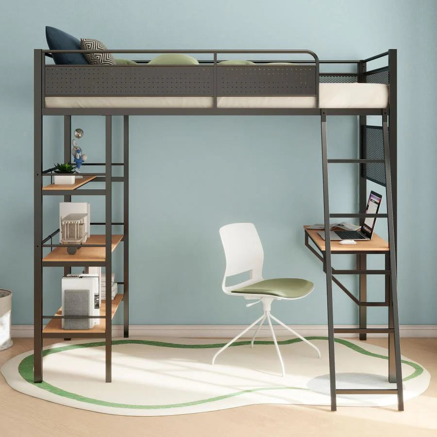 Campus - 3-Shelf Metal Twin Workstation Loft Bed - Image 5