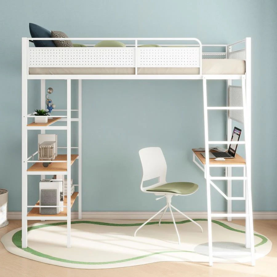 Campus - 3-Shelf Metal Twin Workstation Loft Bed - Image 6