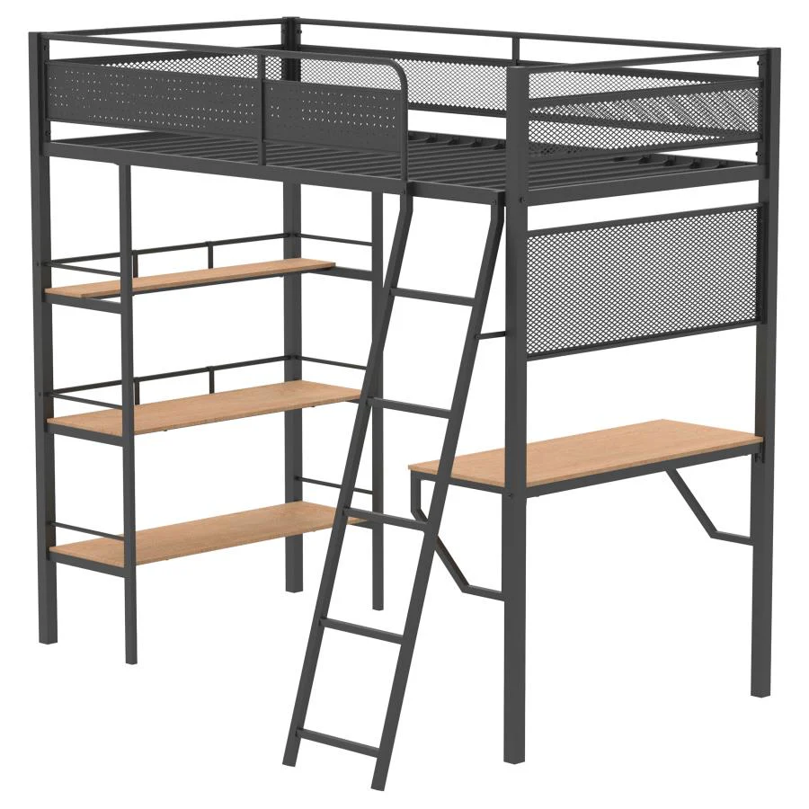 Campus - 3-Shelf Metal Twin Workstation Loft Bed - Image 9