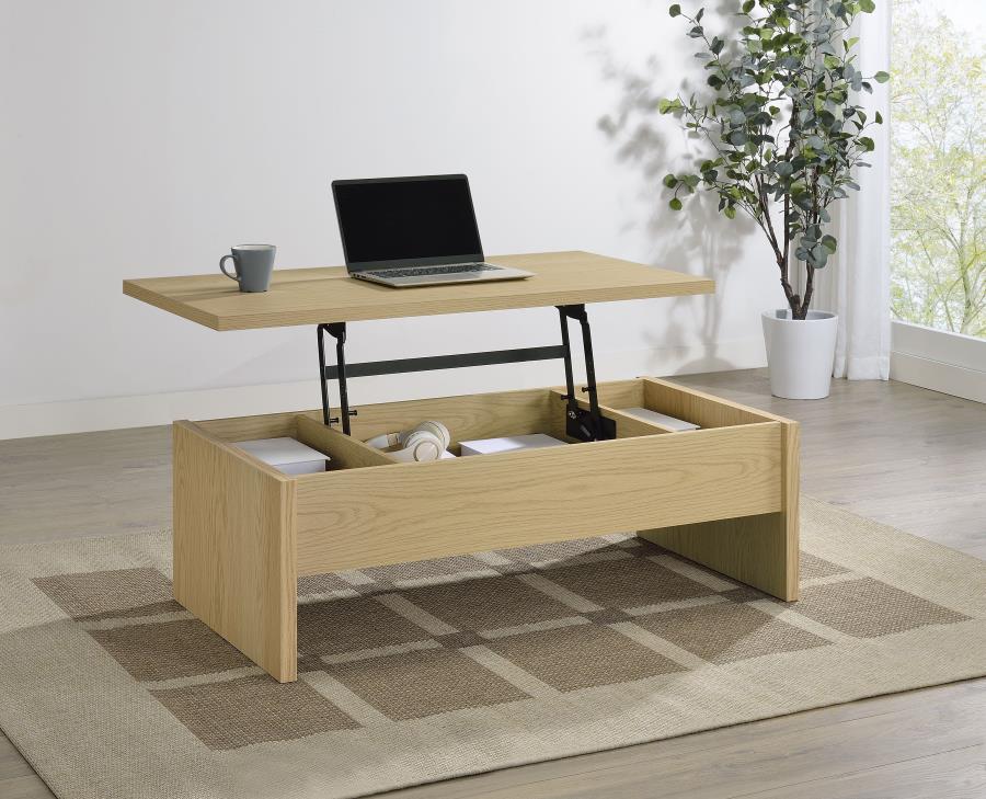 Canoga - Engineered Wood Lift Top Coffee Table - Light Oak - Image 2