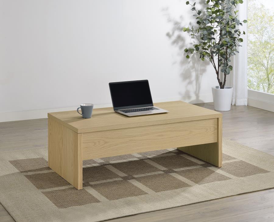 Canoga - Engineered Wood Lift Top Coffee Table - Light Oak - Image 3