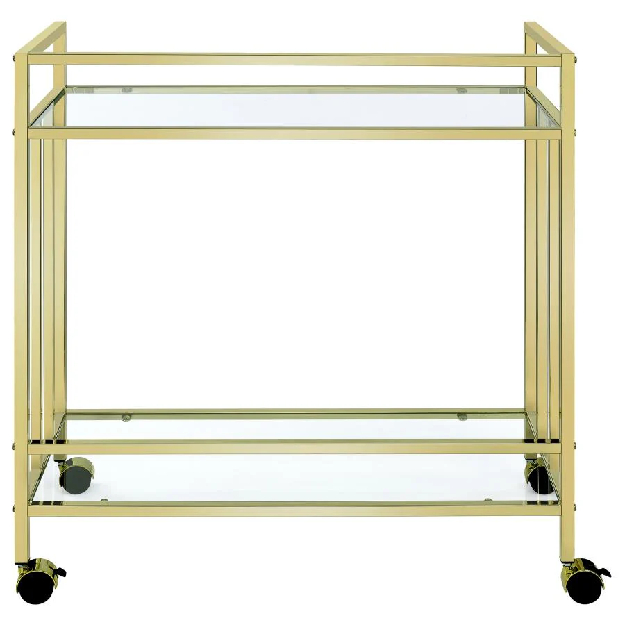 Cara - 2-tier Rectangular Glass Shelf Metal Bar Cart - Image 11