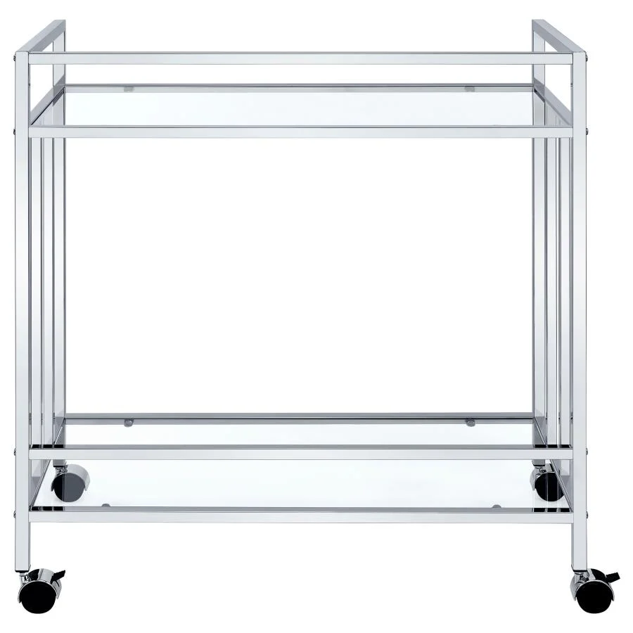 Cara - 2-tier Rectangular Glass Shelf Metal Bar Cart - Image 12
