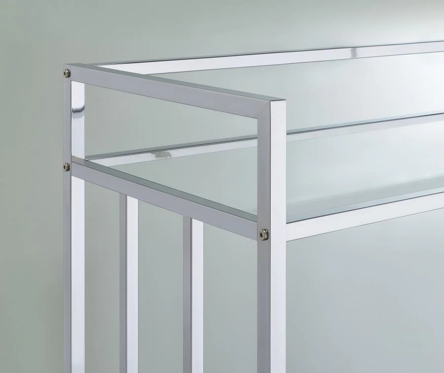 Cara - 2-tier Rectangular Glass Shelf Metal Bar Cart - Image 16