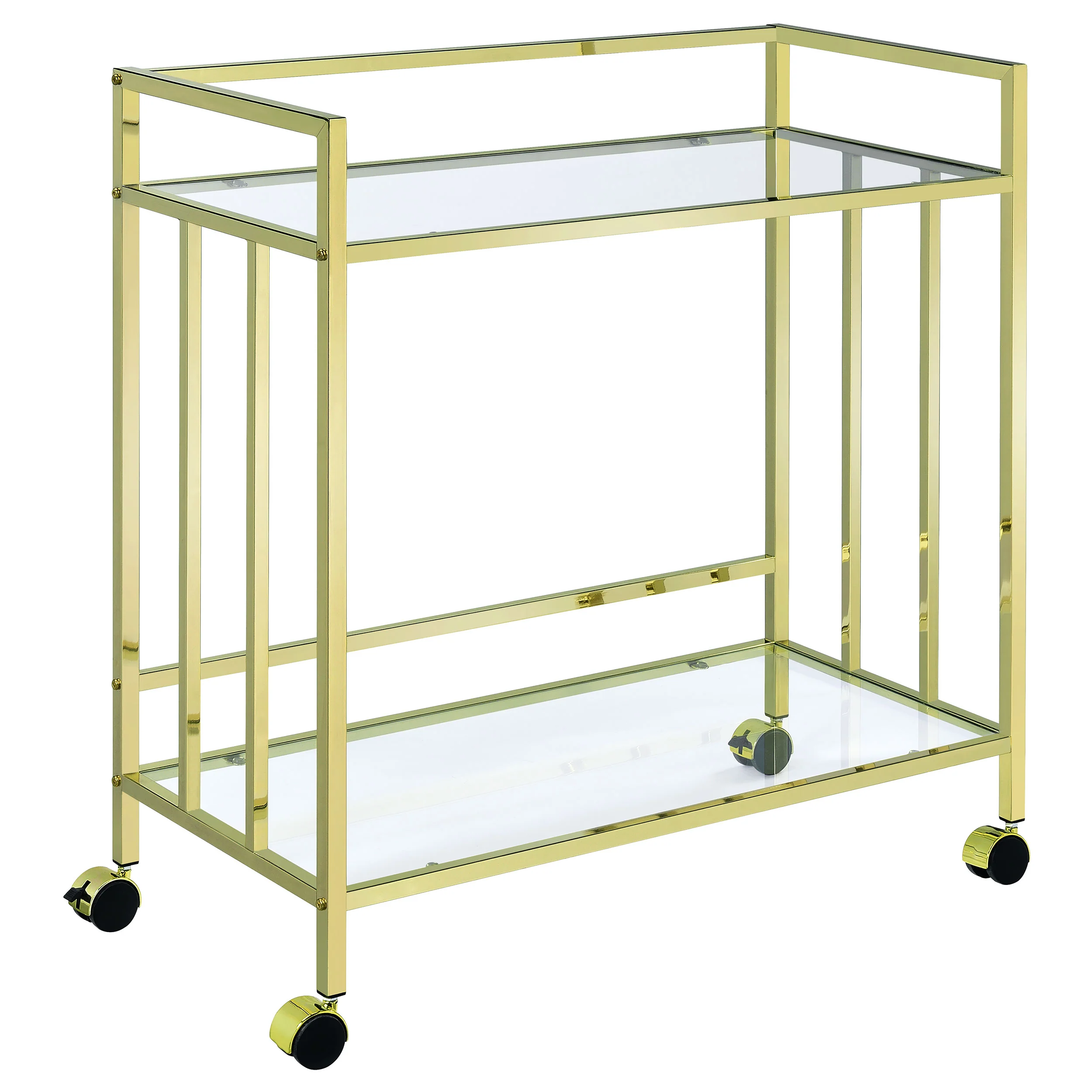 Cara - 2-tier Rectangular Glass Shelf Metal Bar Cart - Image 19