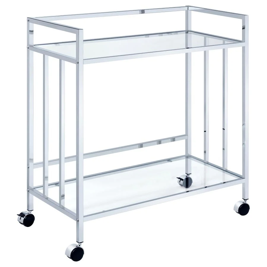 Cara - 2-tier Rectangular Glass Shelf Metal Bar Cart - Image 2