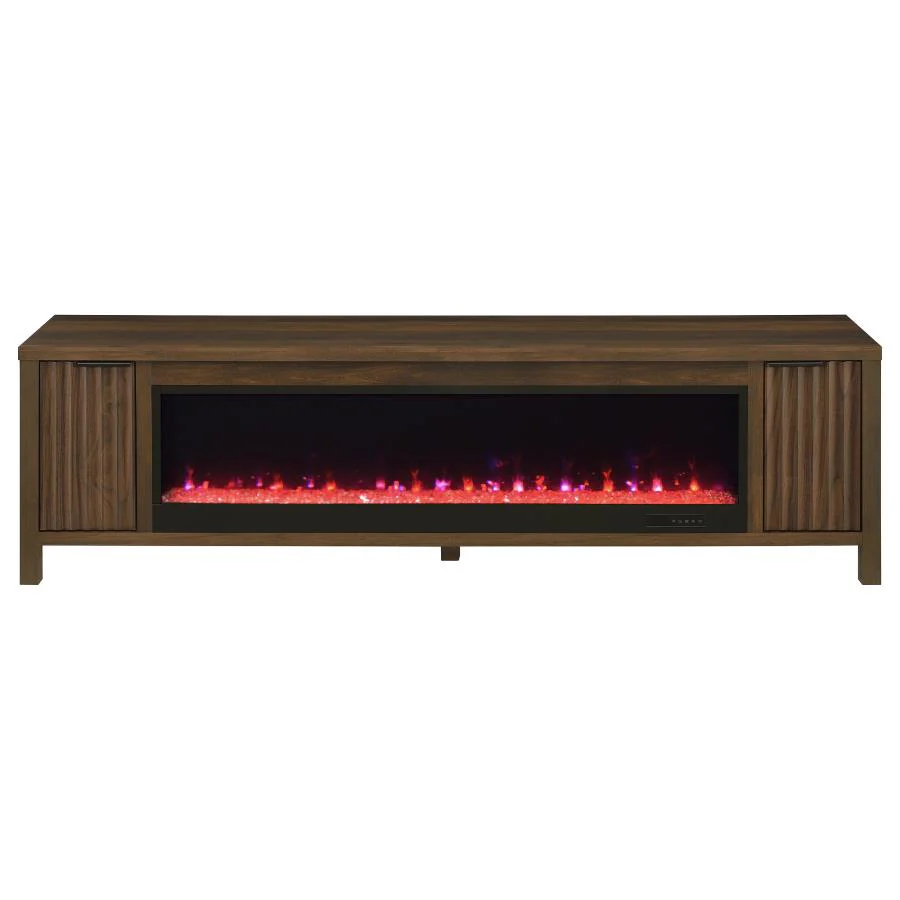 Carey - 79" TV Stand Fireplace Media Console - Dark Pine - Image 5