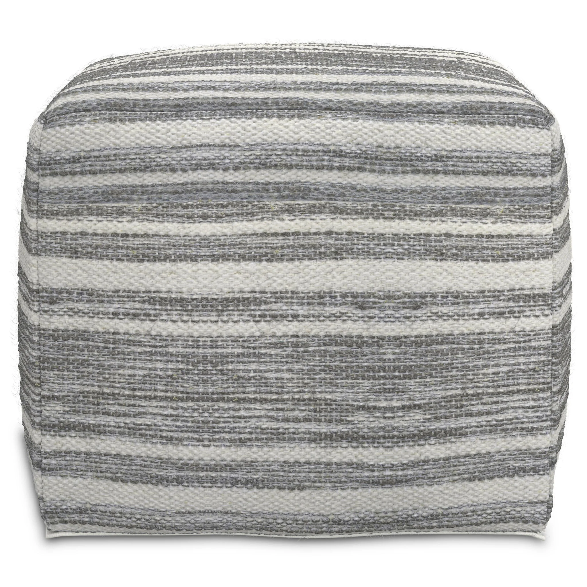 Carina - Square Woven Pouf - Black White - Image 5