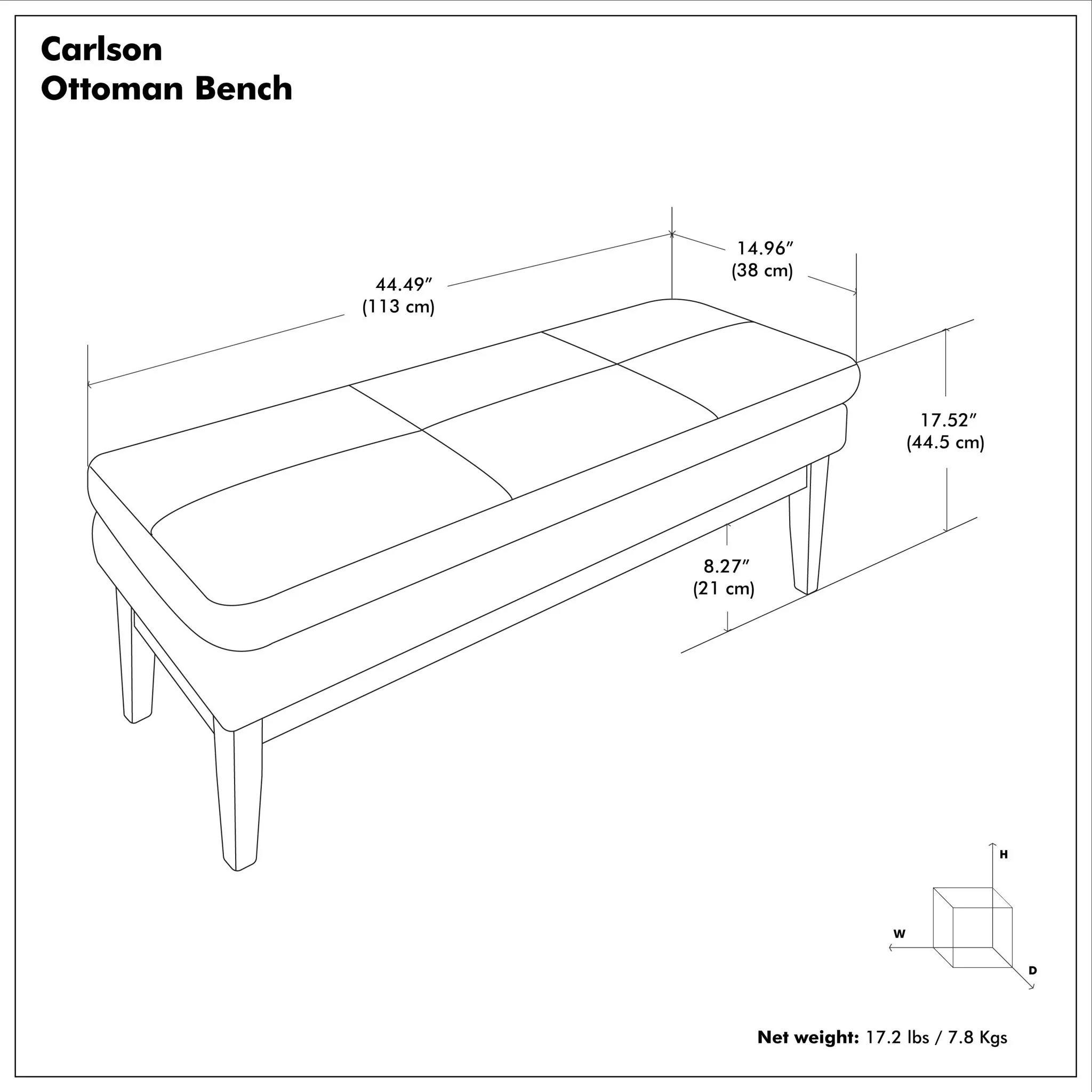 Carlson - Ottoman Bench, Mid Century Design - Image 20