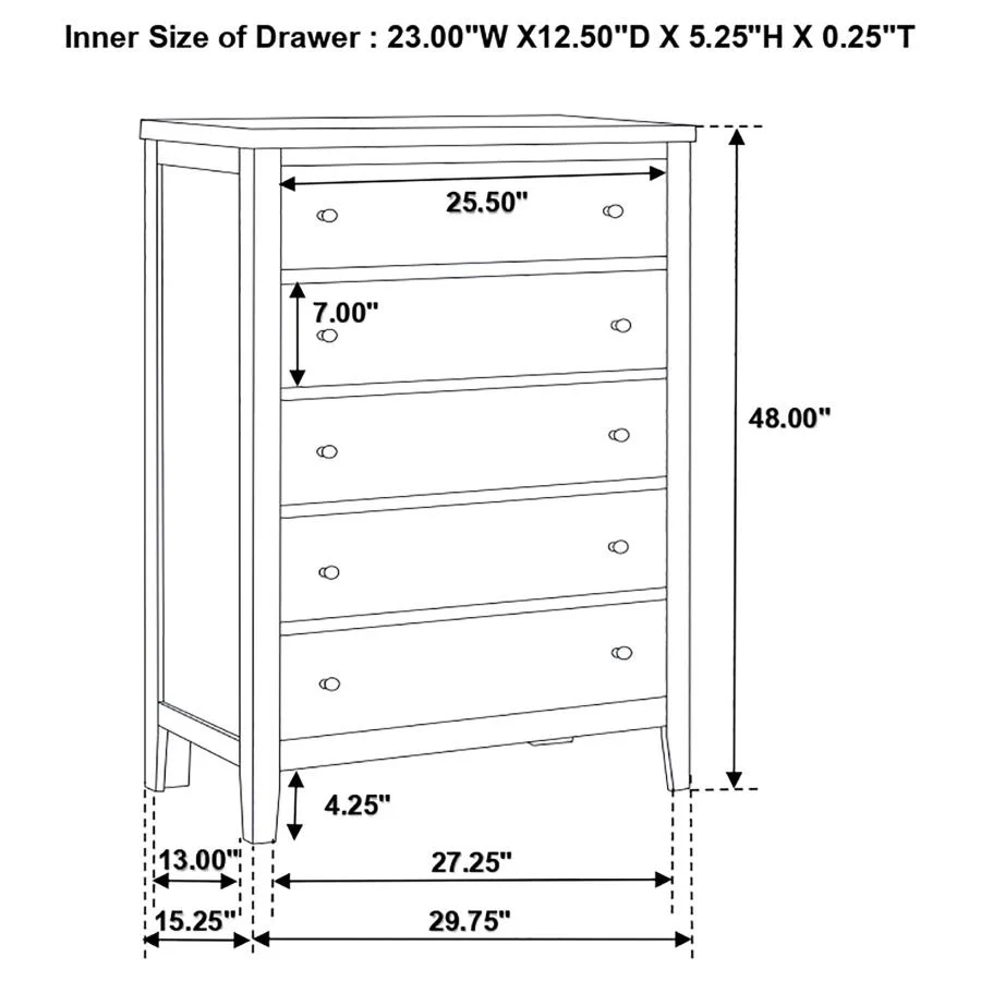 Carlton - 5-Drawer Bedroom Chest - Cappuccino - Image 12