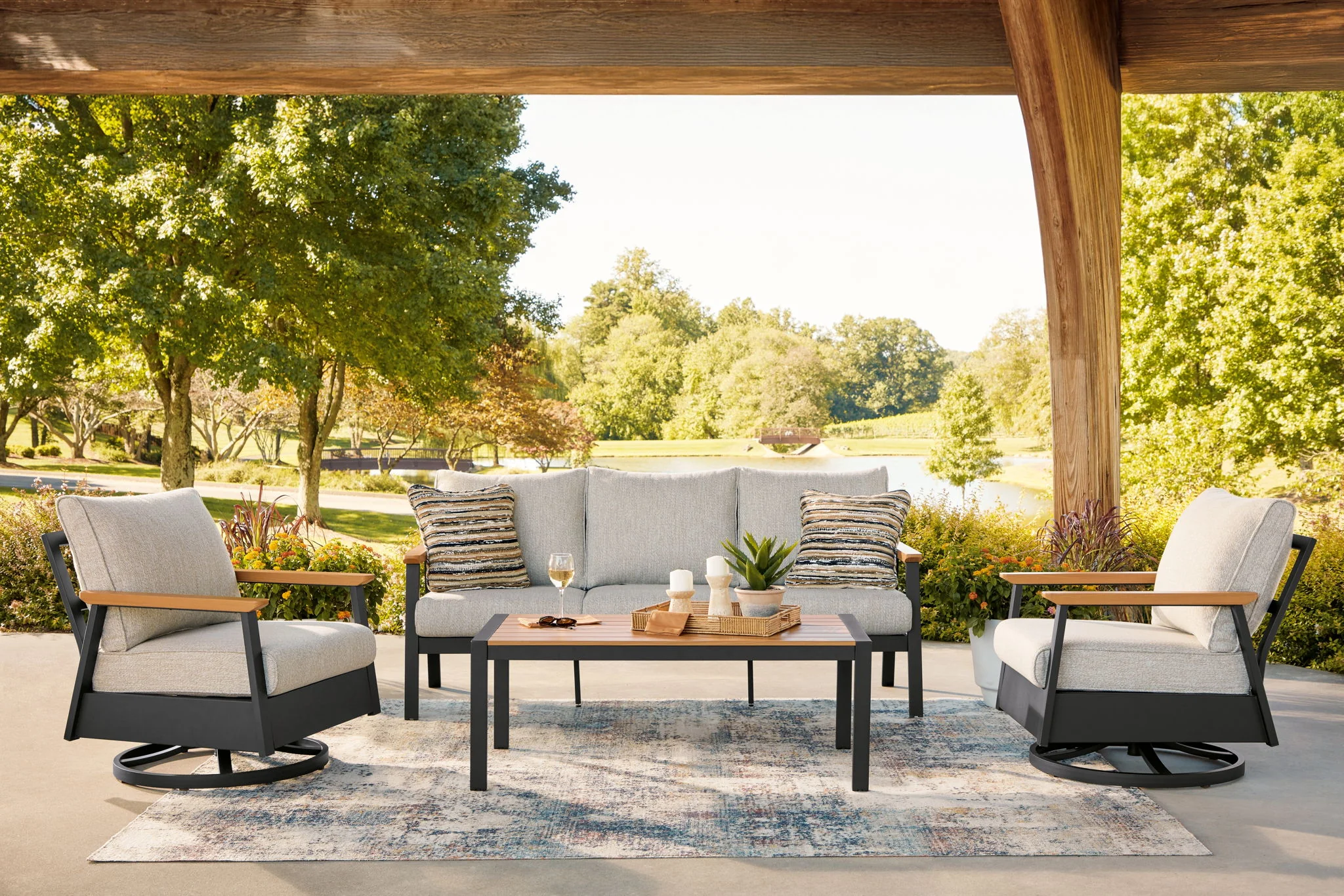 Carmel Highlands - Sofa, Chairs, Table Set (Set of 4) - Dark Brown - Image 8