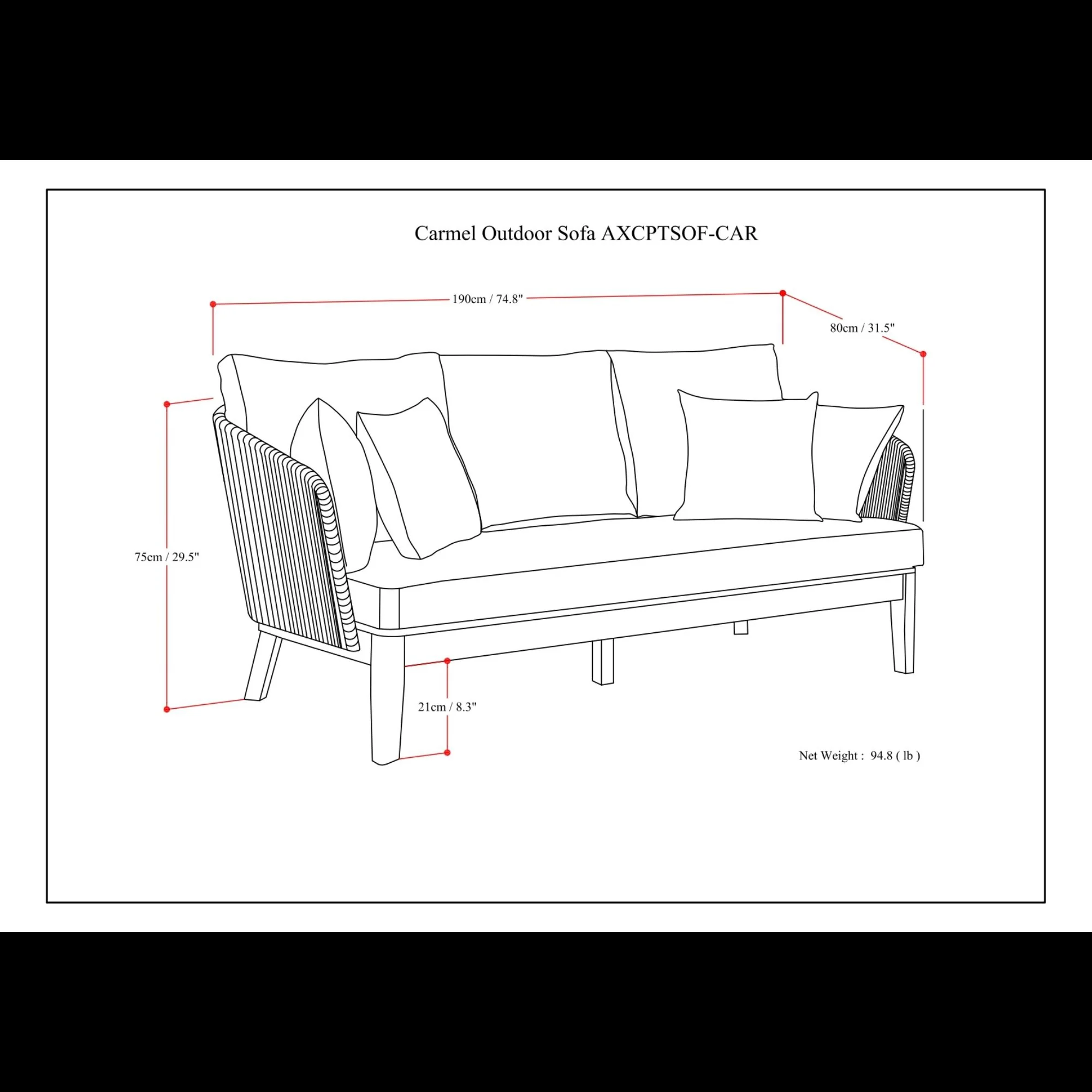 Carmel - Outdoor Sofa - Sand Drift - Image 6