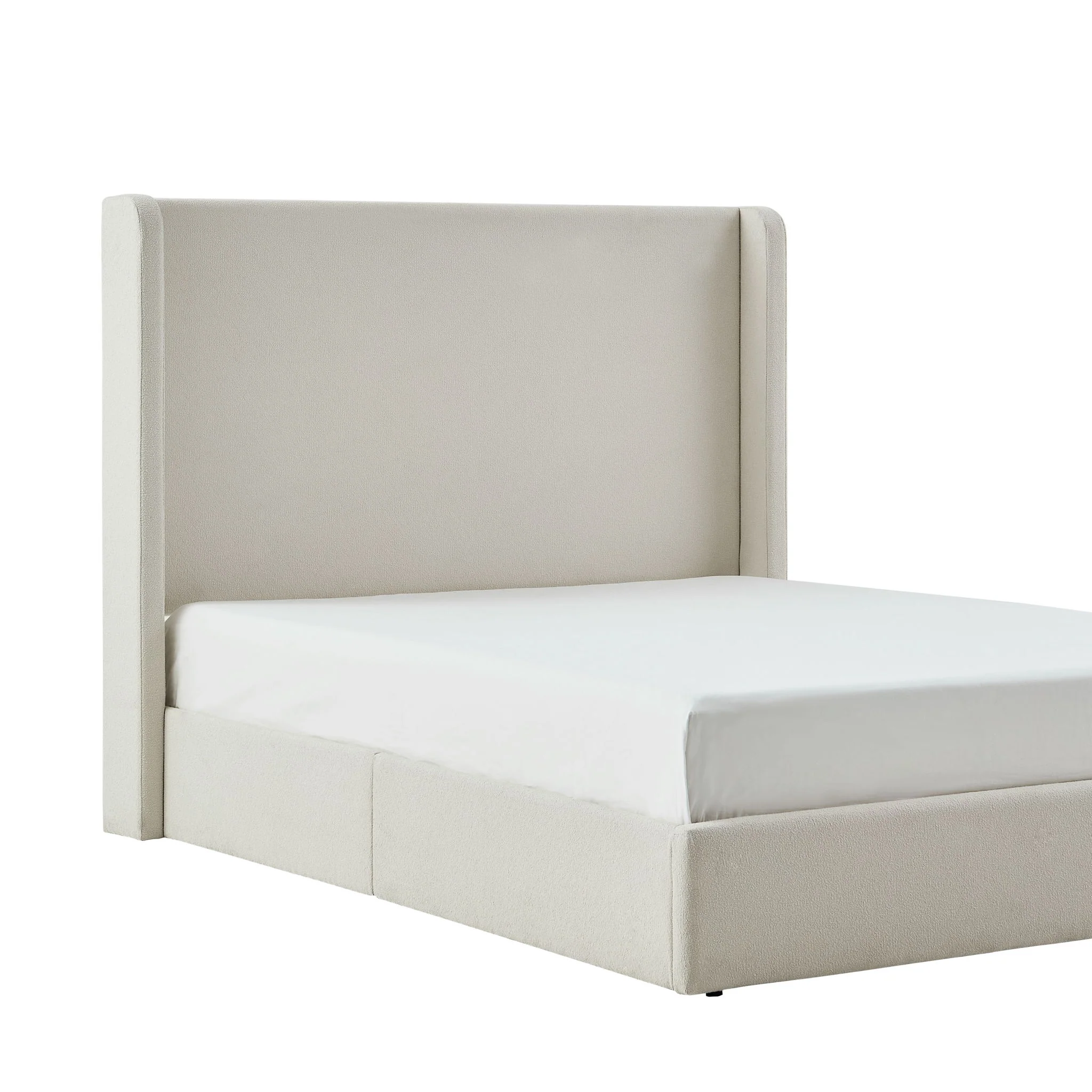 Carmen - King Size Upholstered Wingback Bed - Ivory - Image 6
