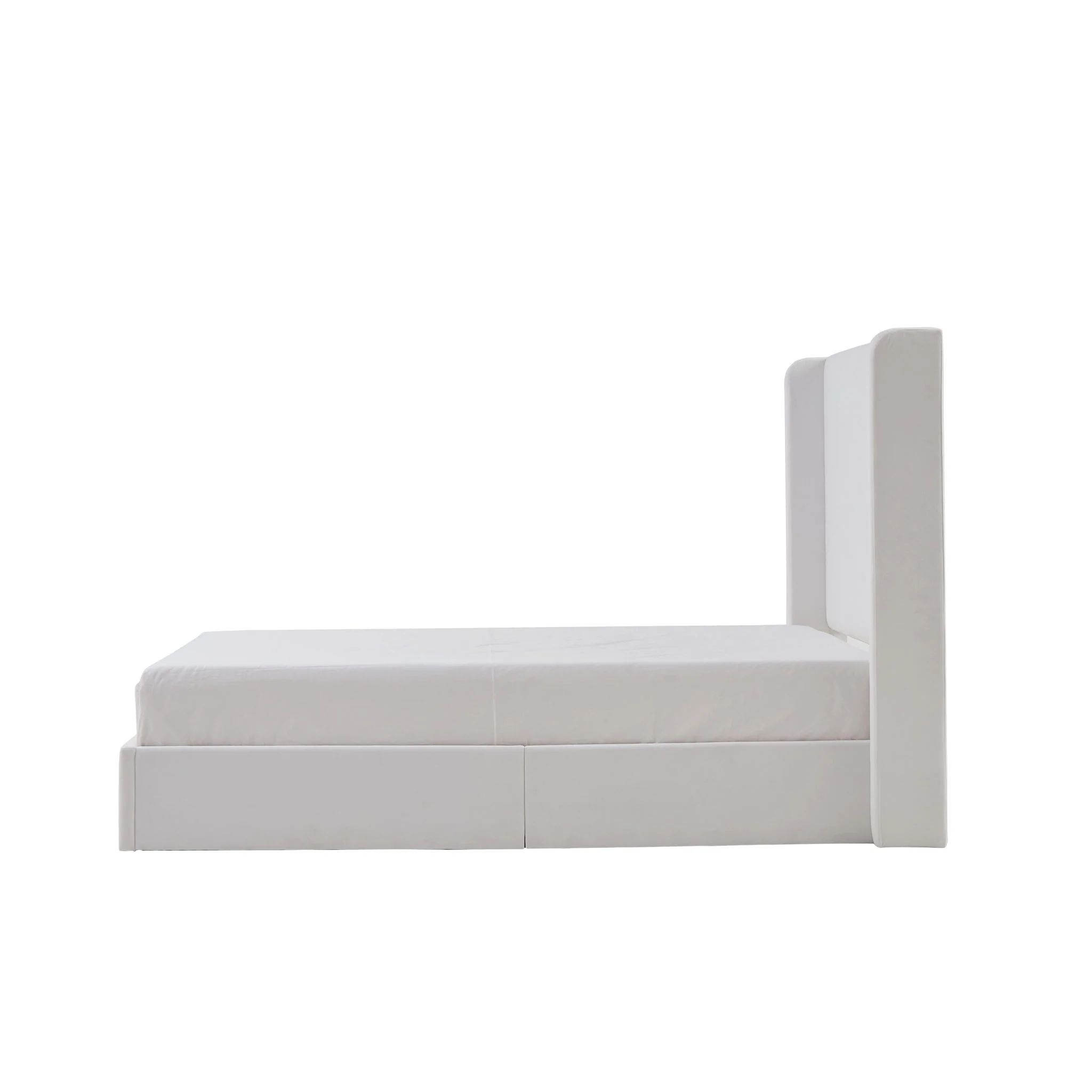 Carmen - King Size Upholstered Wingback Bed - White - Image 4