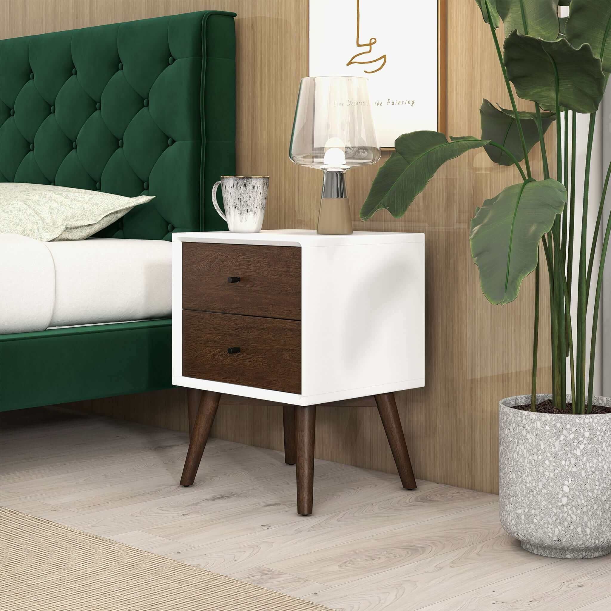 Caroline - Mid-Century Modern Style Night Stand 2 Drawer - Image 28