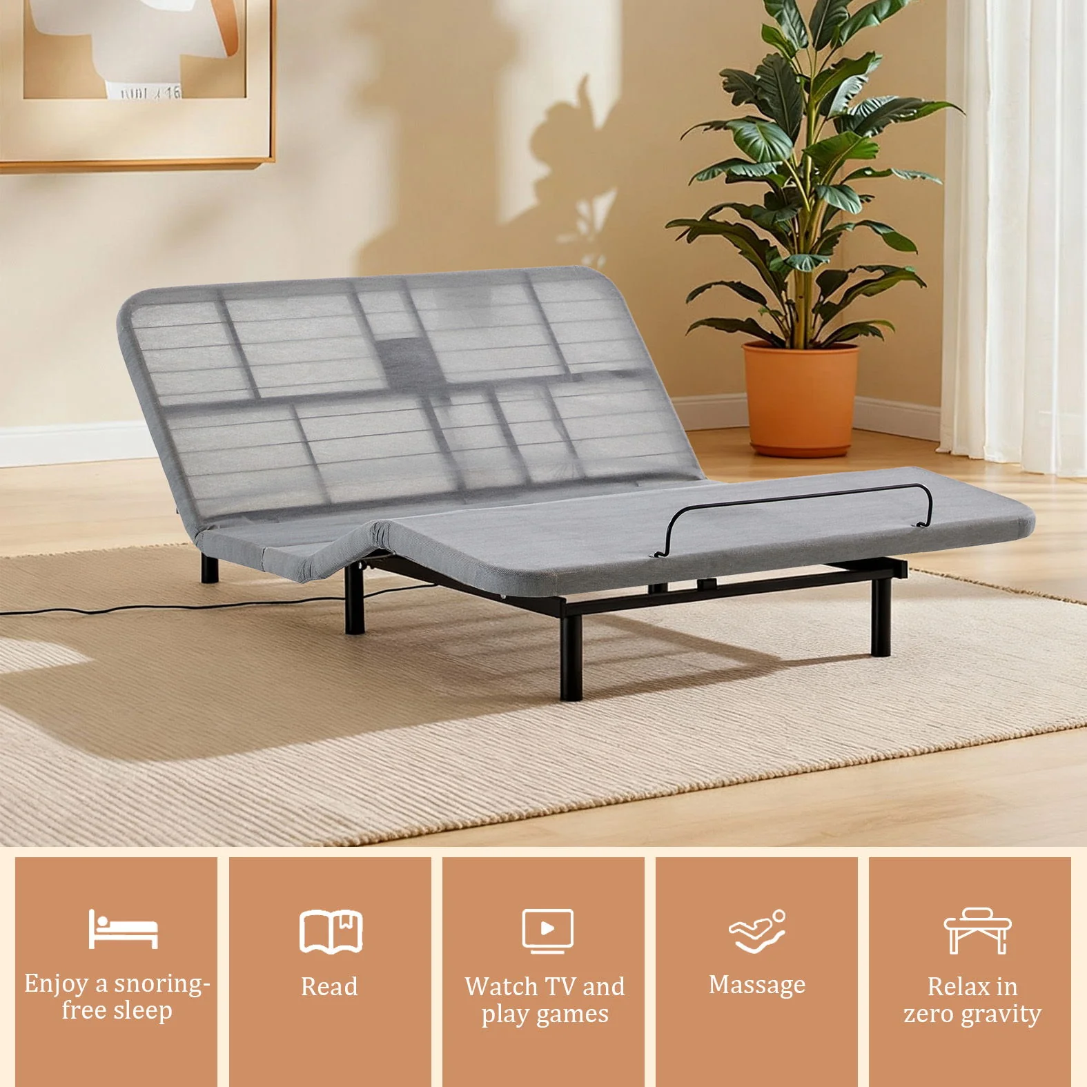 Caron - Queen Size Upholstered Wingback Bed With Adjustable Base Bundle Set - Ivory - Image 21
