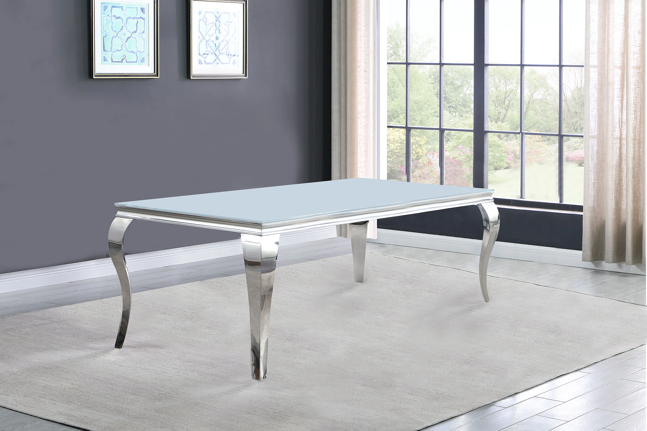 Carone Rectangular 81-inch Glass Top Dining Table White - Image 2