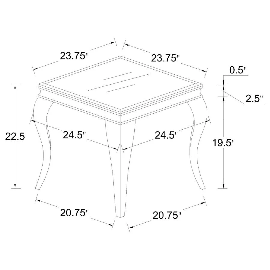 Carone Square Glass Top End Side Table White and Chrome - Image 2